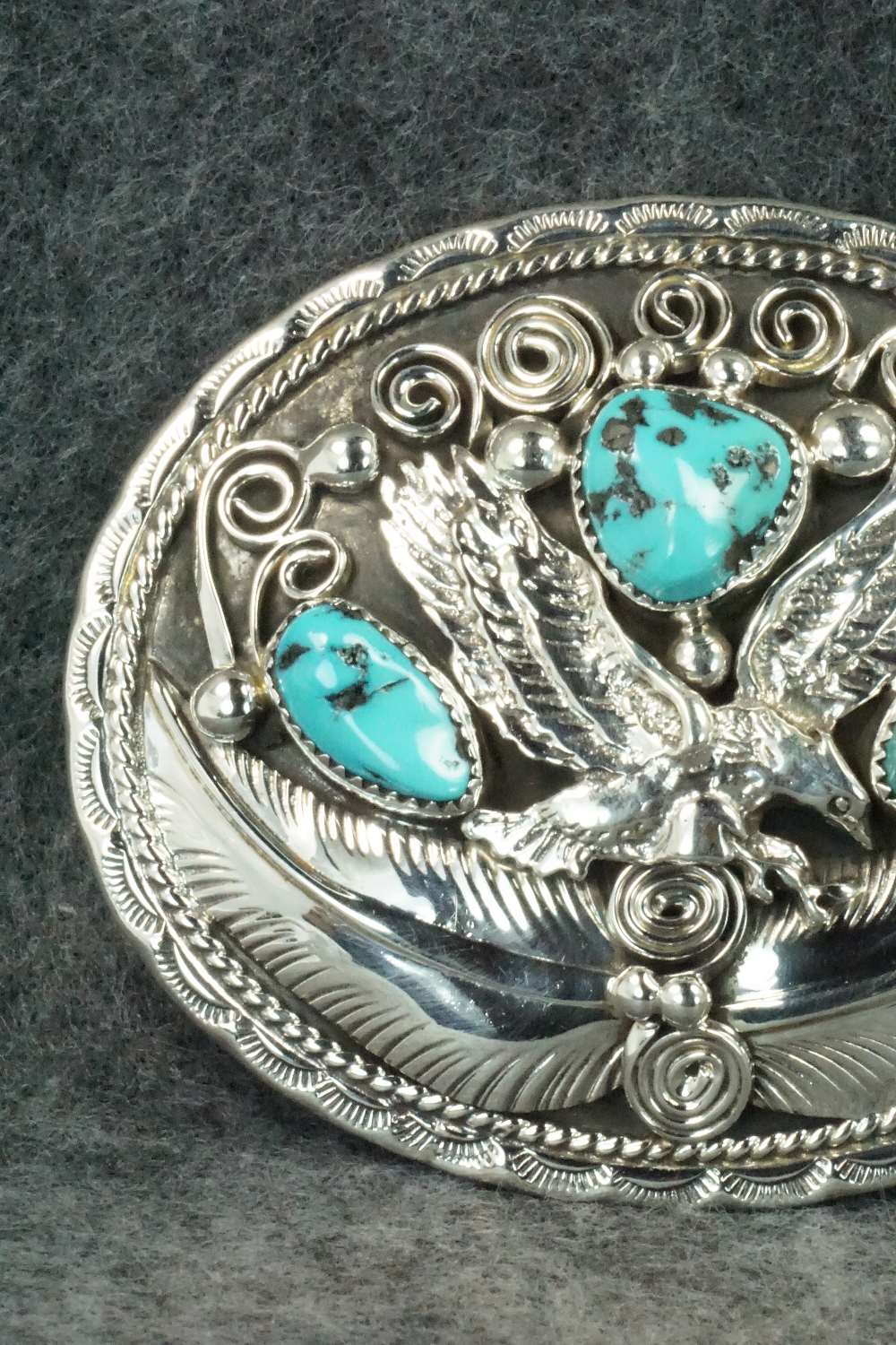 Turquoise & Sterling Silver Belt Buckle - Allen Chee
