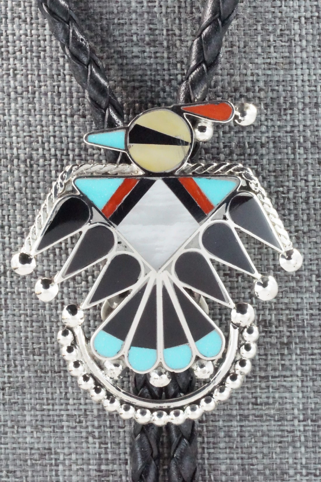 Multi Stone & Sterling Silver Inlay Bolo Tie - Adrian Wallace