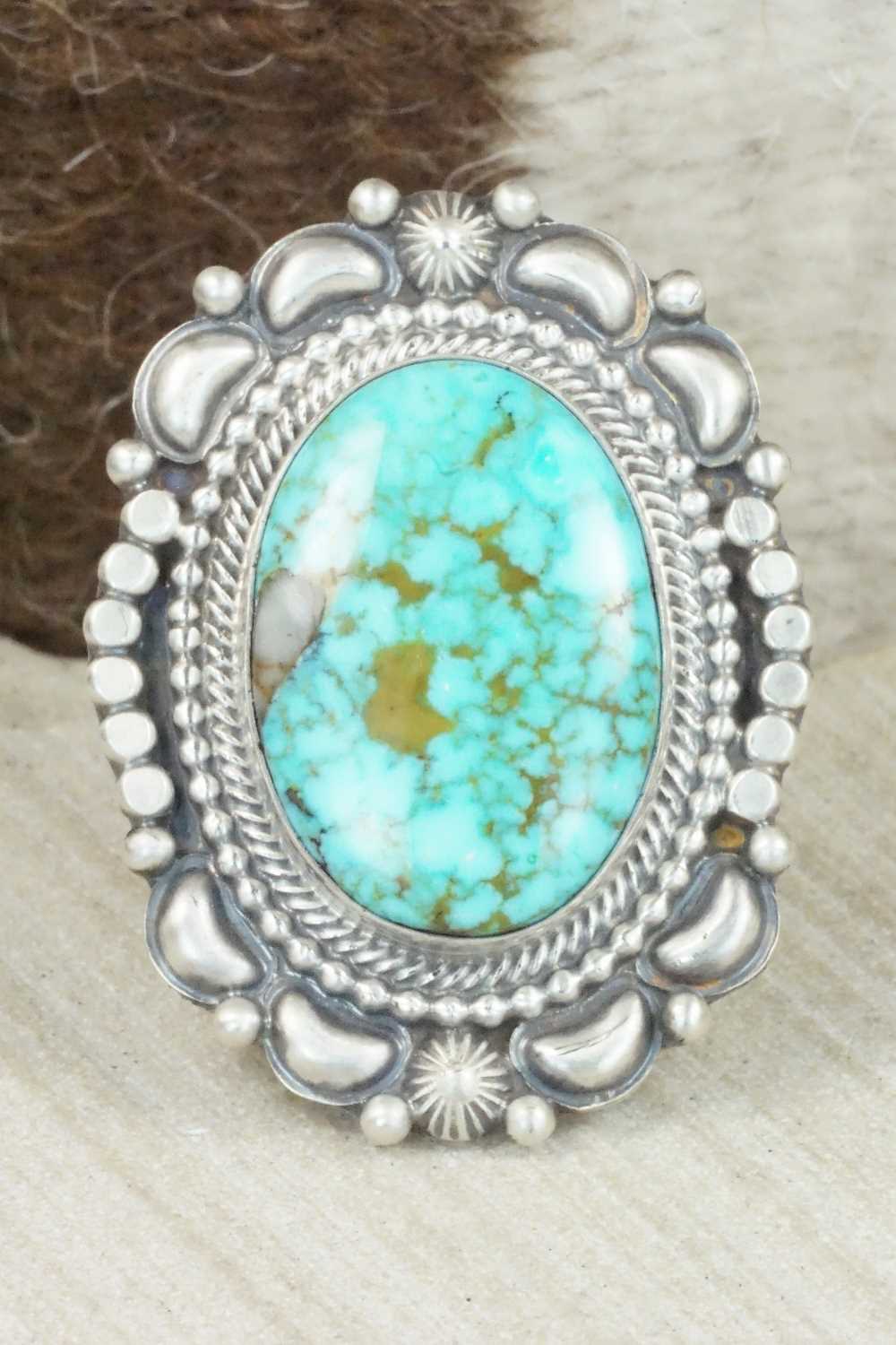 Turquoise & Sterling Silver Ring - Tom Lewis - Size 9.75