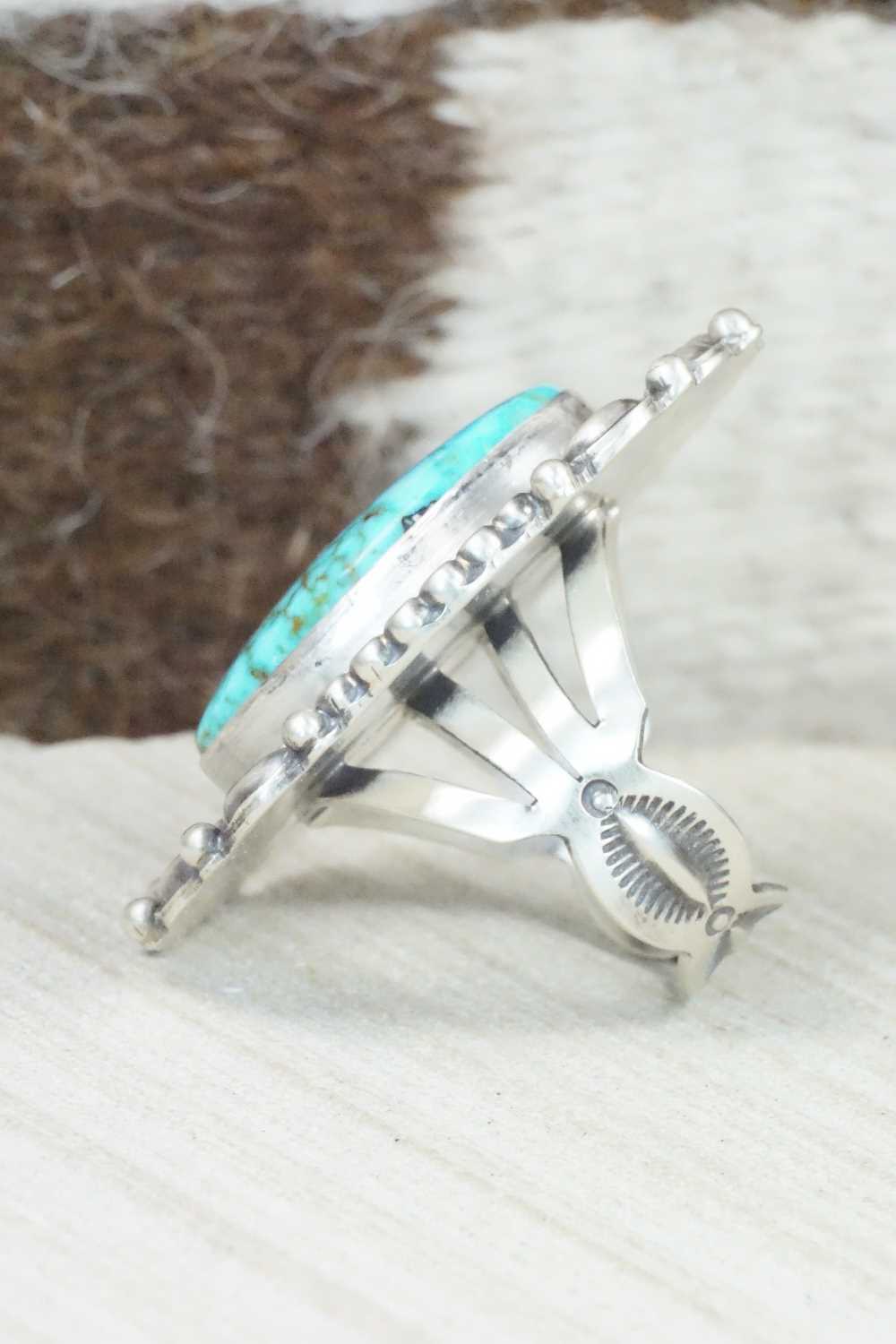 Turquoise & Sterling Silver Ring - Tom Lewis - Size 9.75