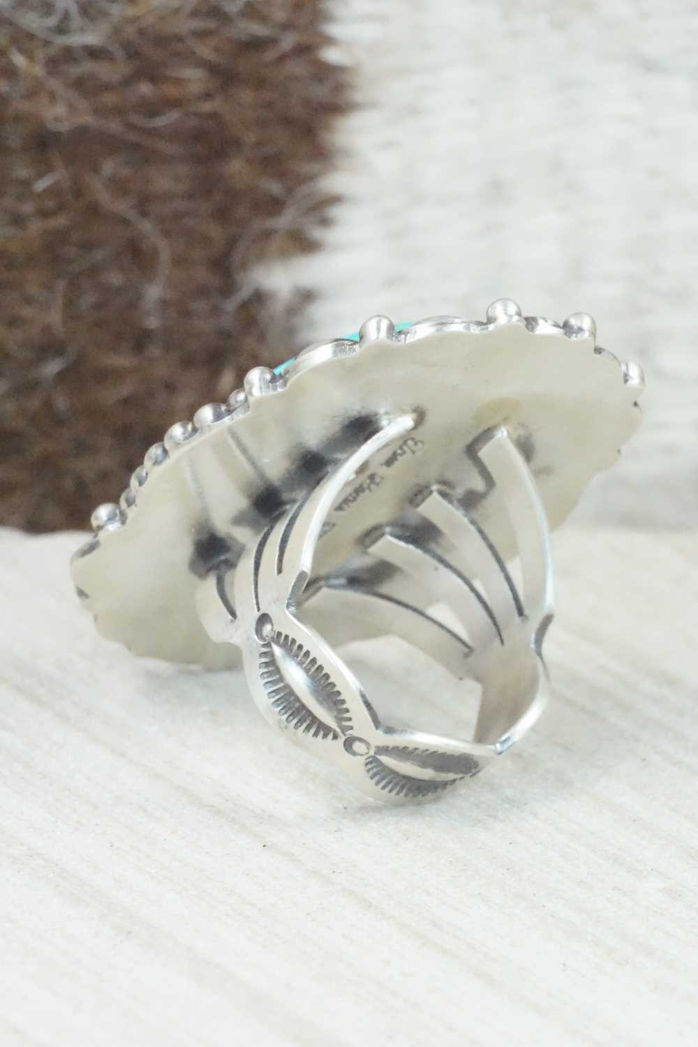 Turquoise & Sterling Silver Ring - Tom Lewis - Size 9.75