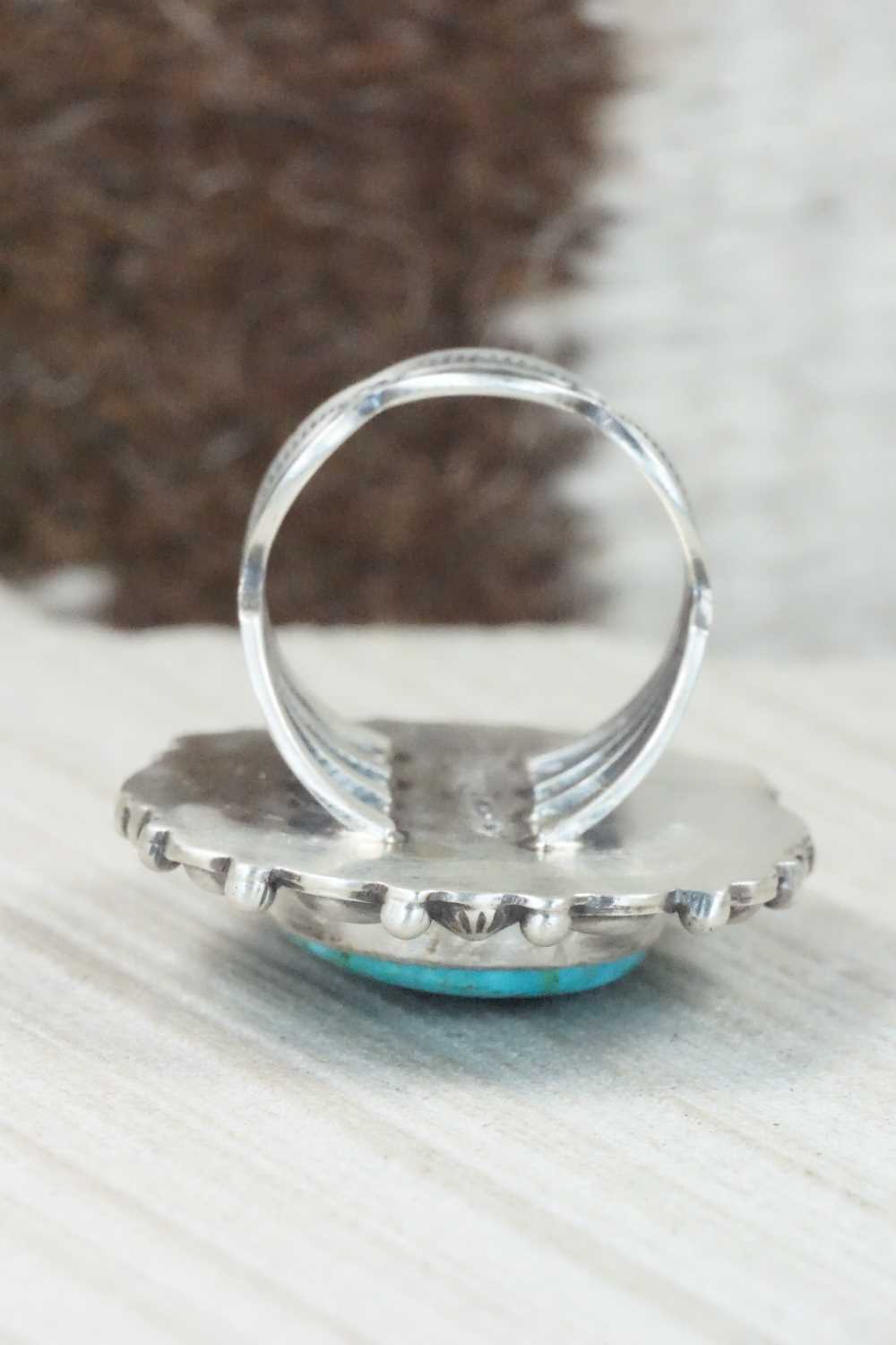 Turquoise & Sterling Silver Ring - Tom Lewis - Size 9.75