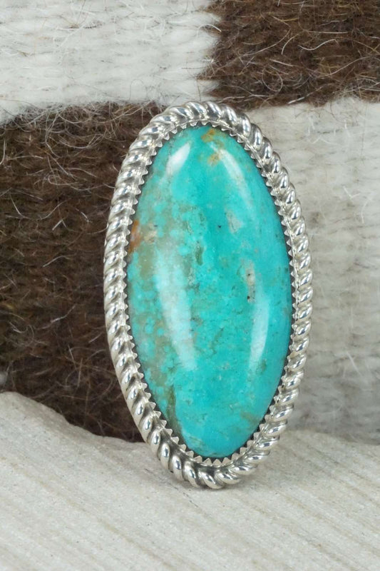 Turquoise & Sterling Silver Ring - Leslie Nez - Size 10.5