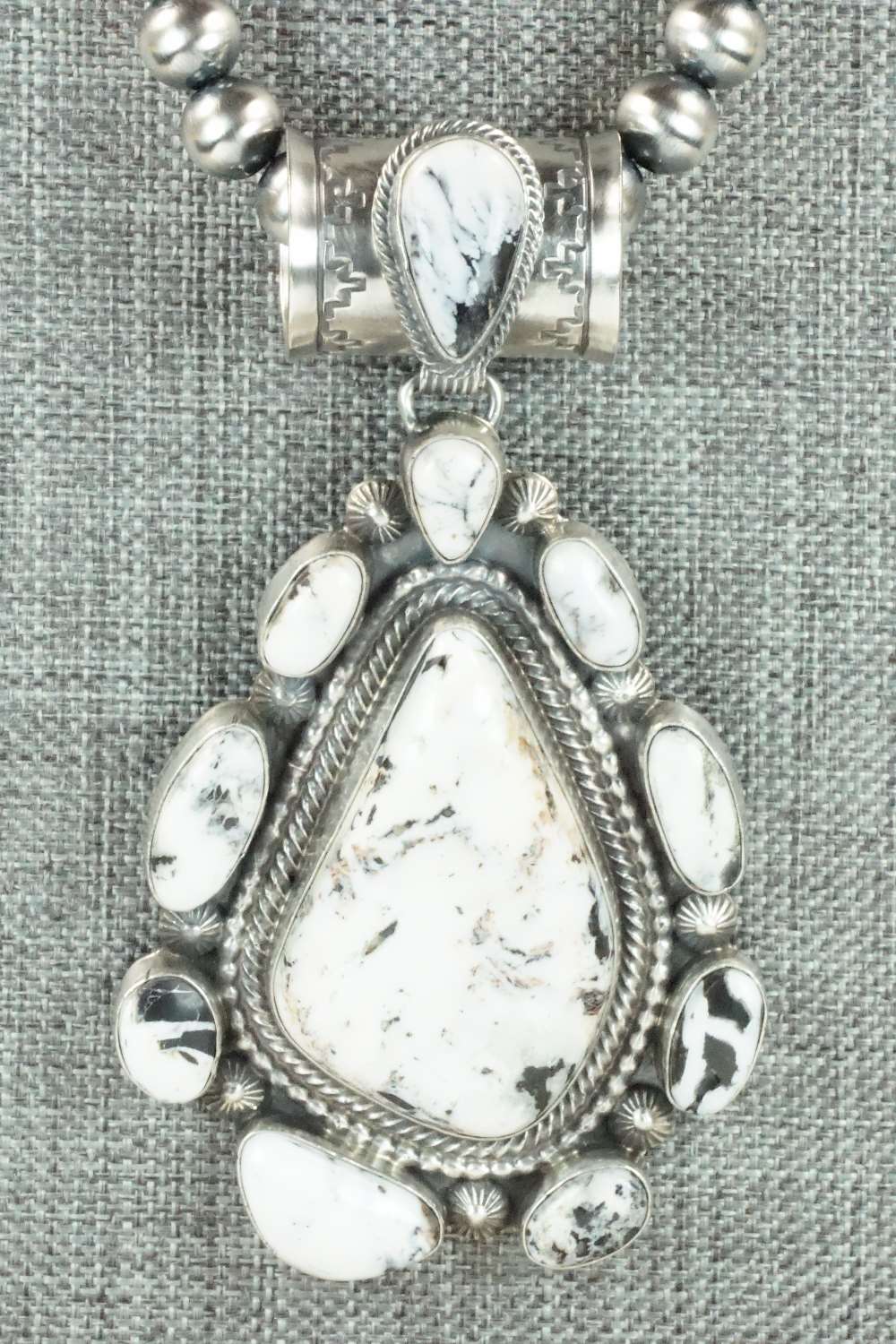 White Buffalo & Sterling Silver Pendant and Necklace - Tom Lewis