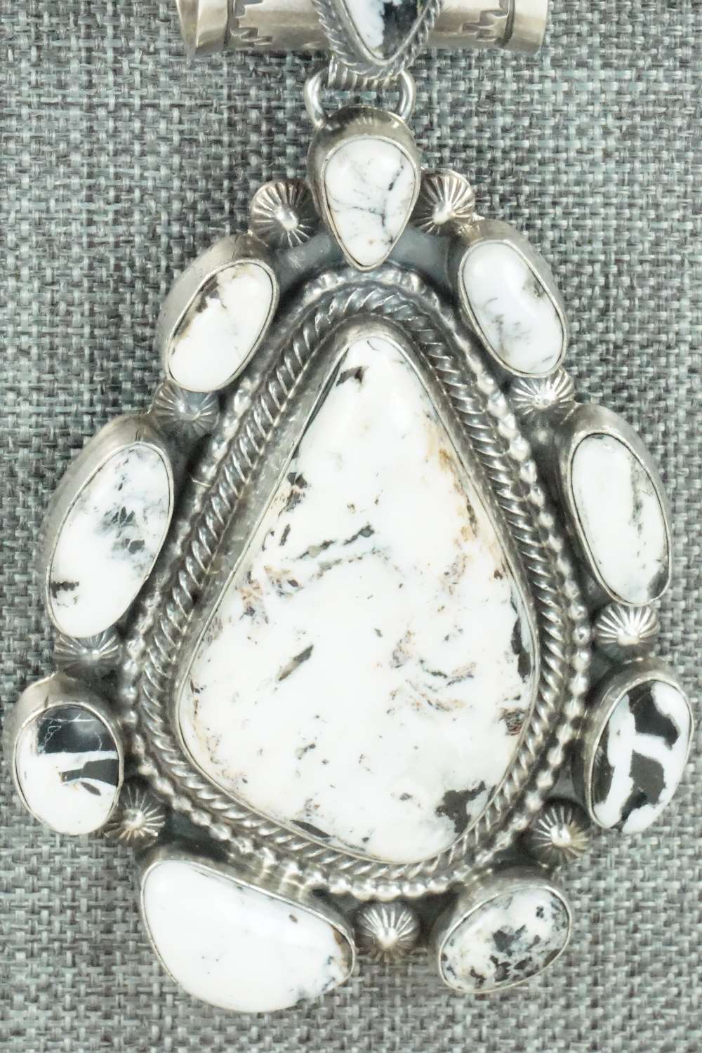 White Buffalo & Sterling Silver Pendant and Necklace - Tom Lewis