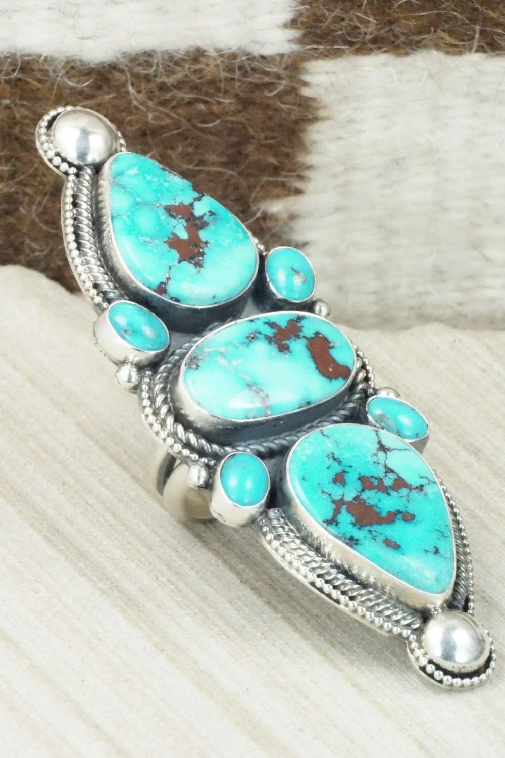 Turquoise & Sterling Silver Ring - Readda Begay - Size 8