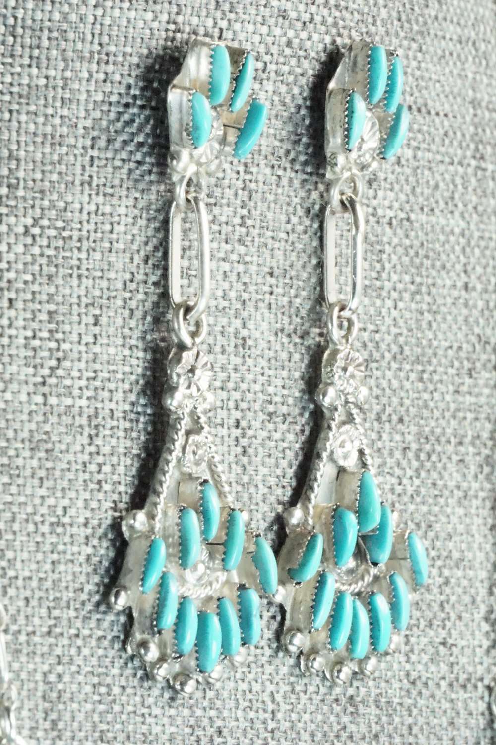 Turquoise & Sterling Silver Necklace and Earrings Set - Eva Wyaco