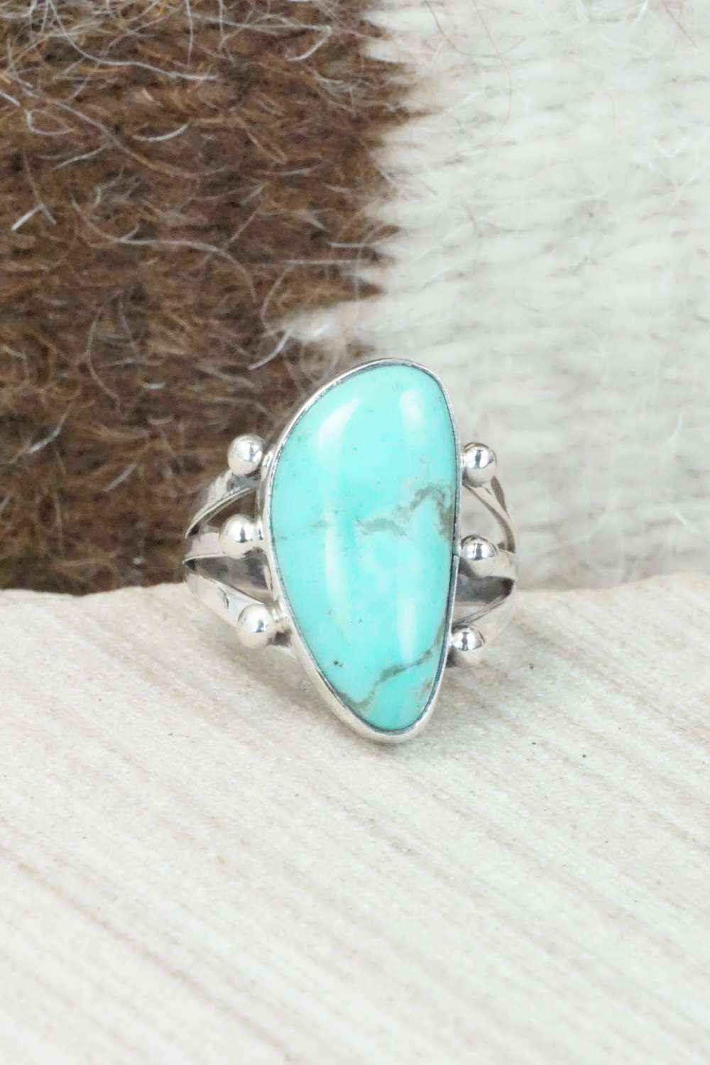 Turquoise & Sterling Silver Ring - Mark Barney - Size 6