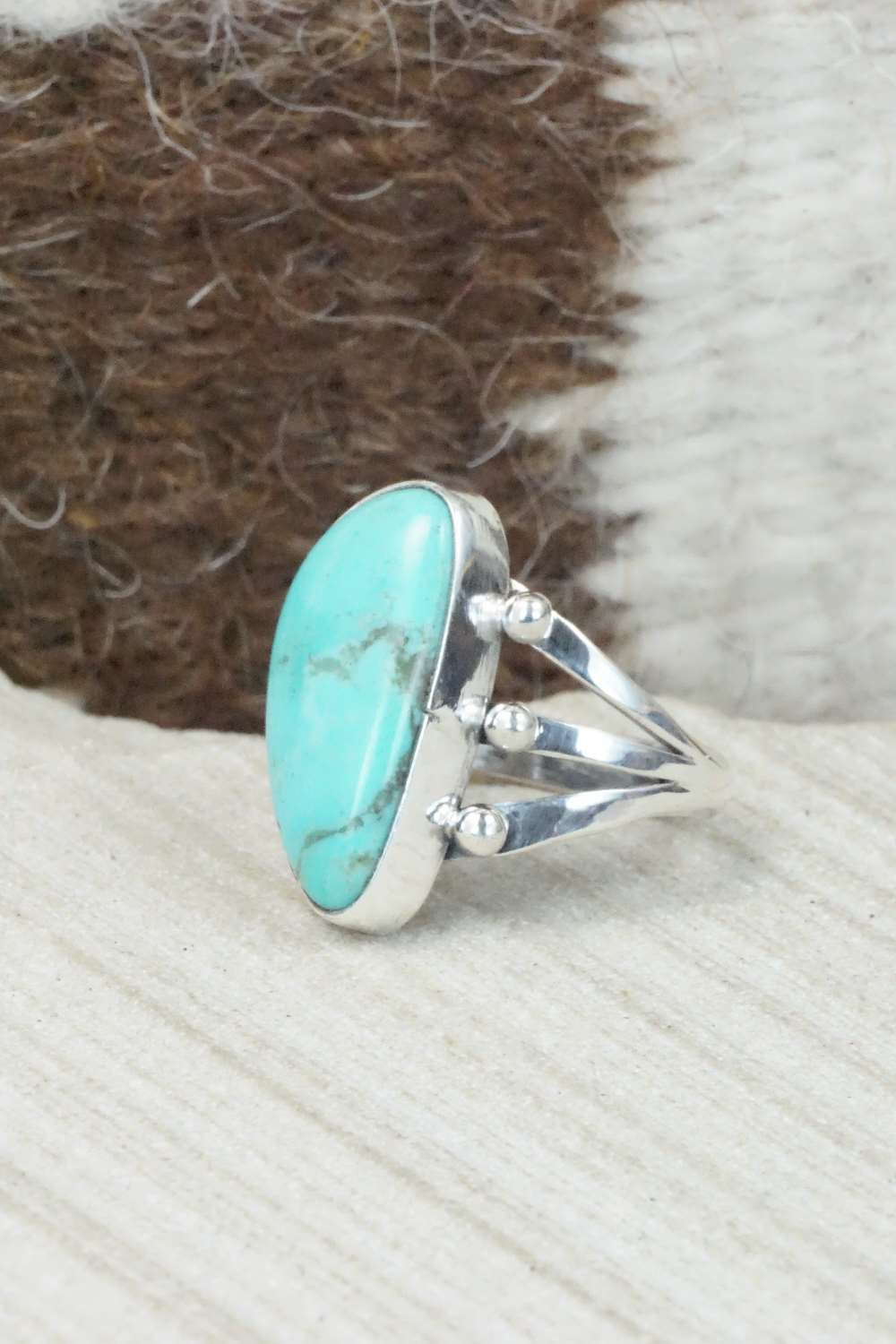 Turquoise & Sterling Silver Ring - Mark Barney - Size 6