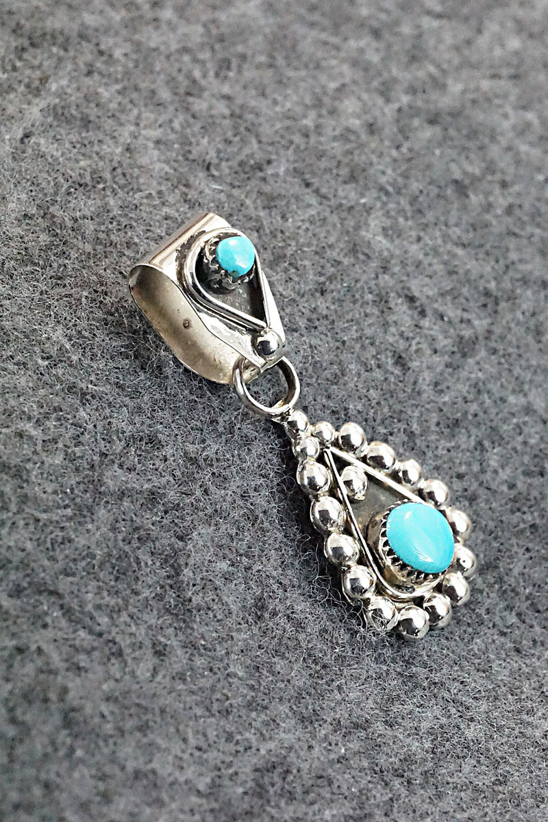 Turquoise and Sterling Silver Pendant - Verdie Booqua