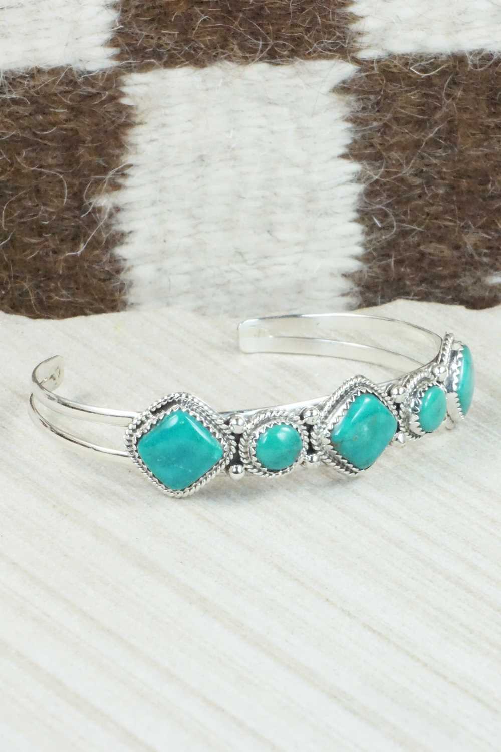 Turquoise & Sterling Silver Necklace and Earrings Set - Tom Lewis