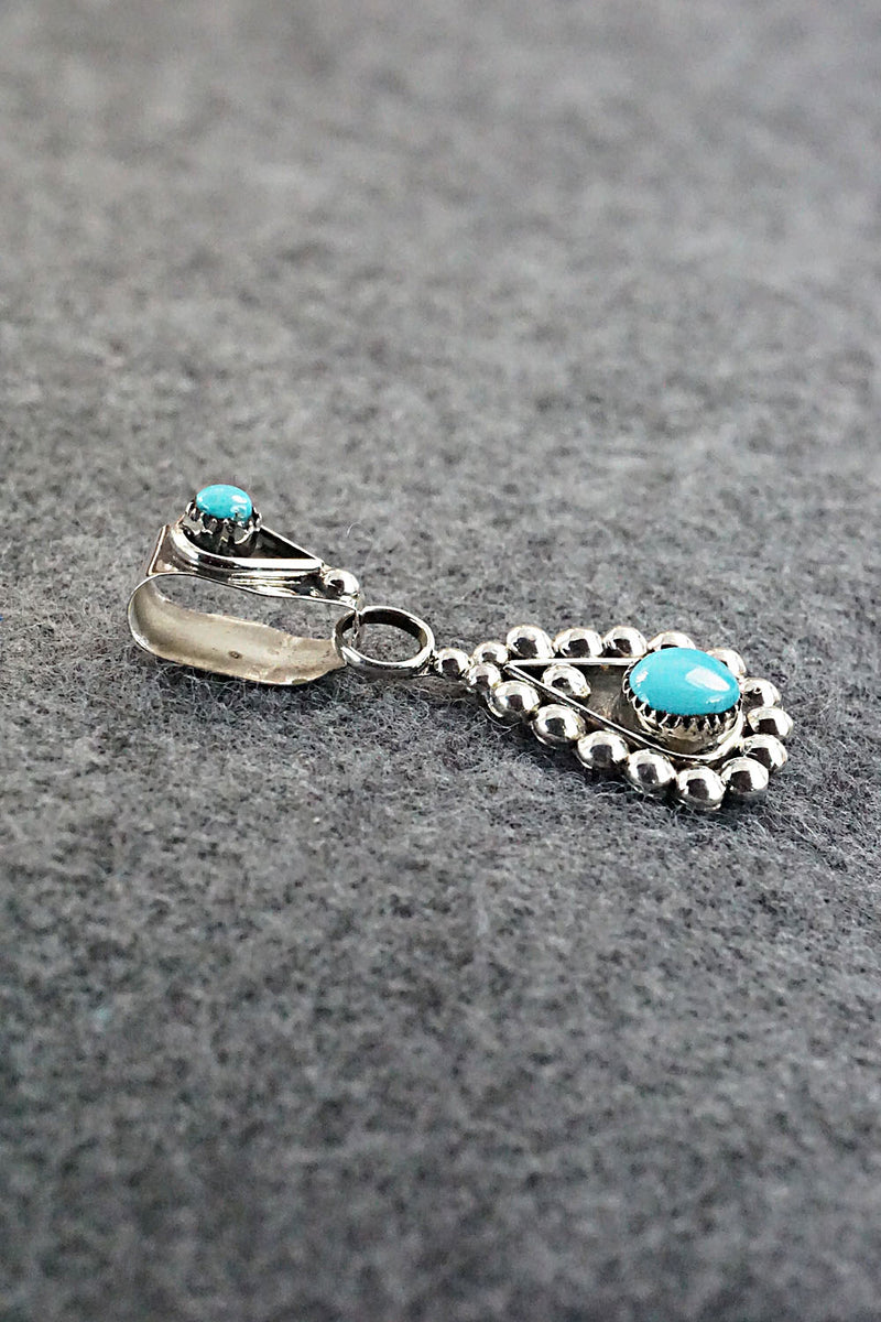 Turquoise and Sterling Silver Pendant - Verdie Booqua