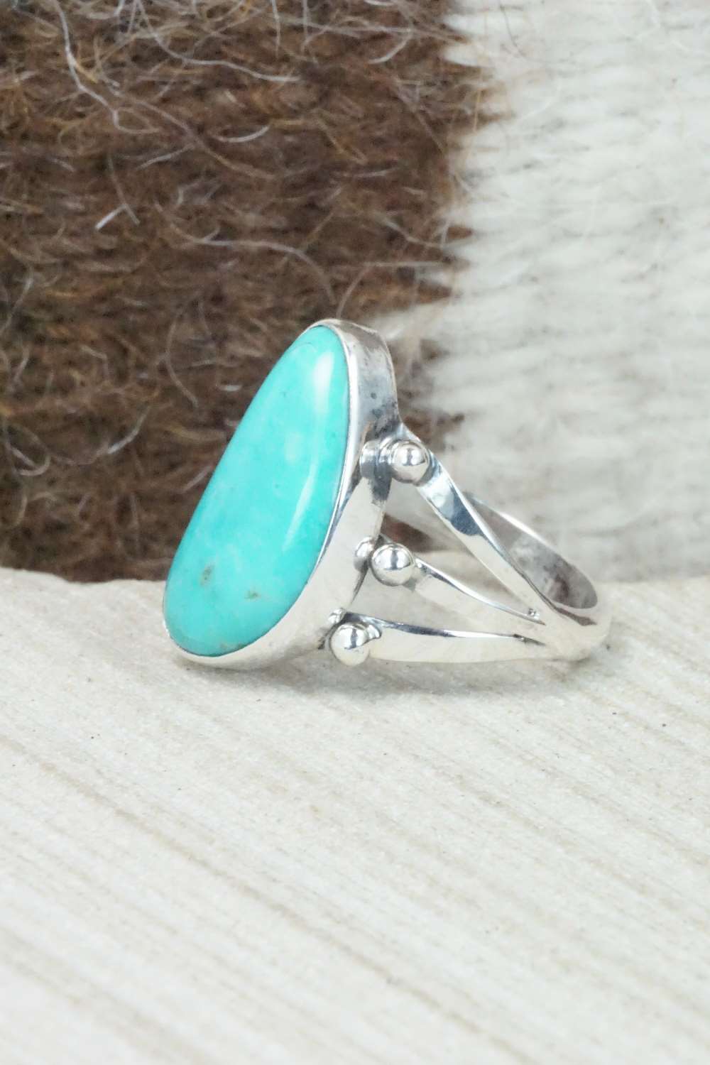 Turquoise & Sterling Silver Ring - Mark Barney - Size 9