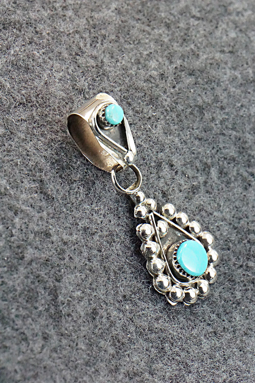 Turquoise and Sterling Silver Pendant - Verdie Booqua