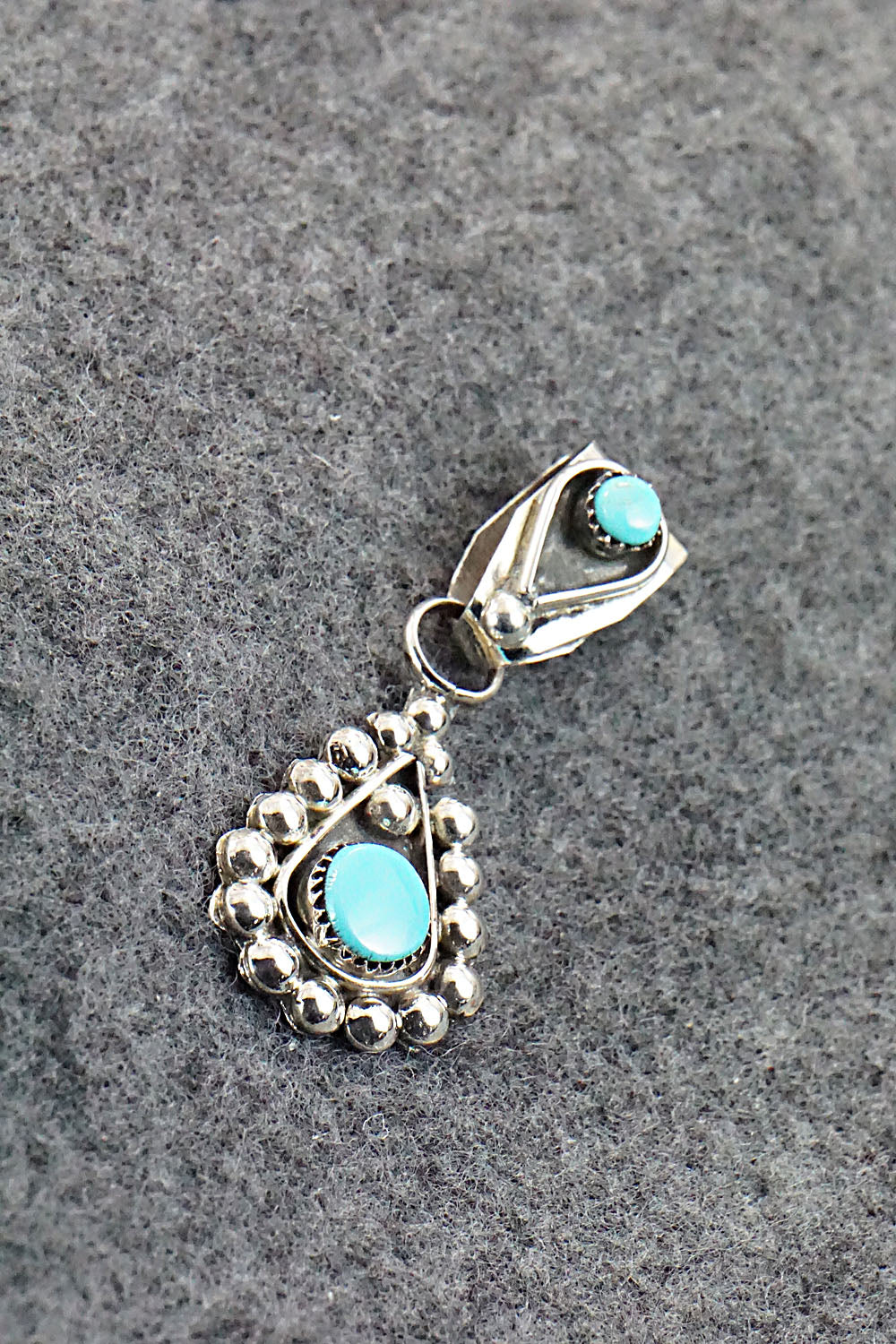 Turquoise and Sterling Silver Pendant - Verdie Booqua