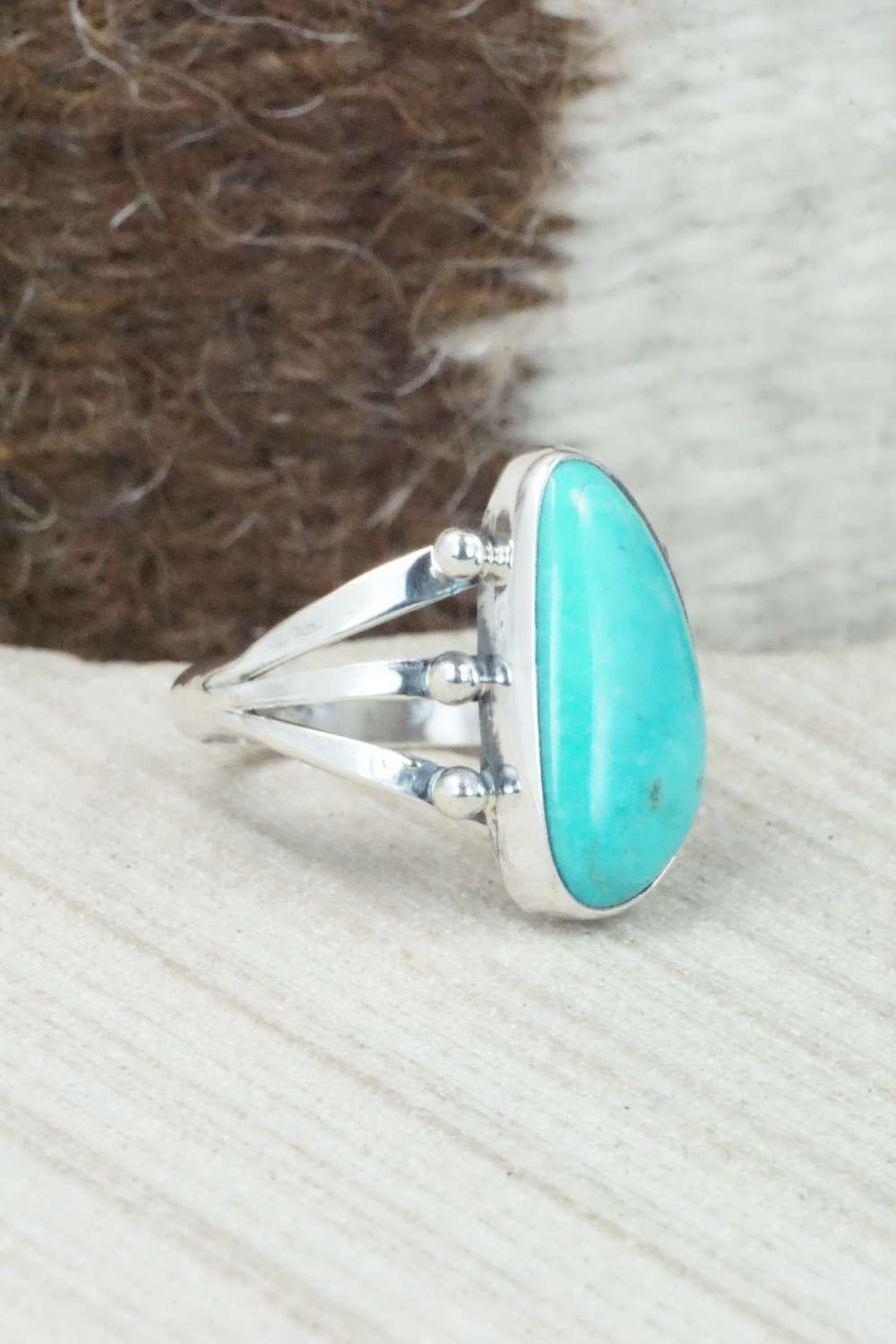 Turquoise & Sterling Silver Ring - Mark Barney - Size 9