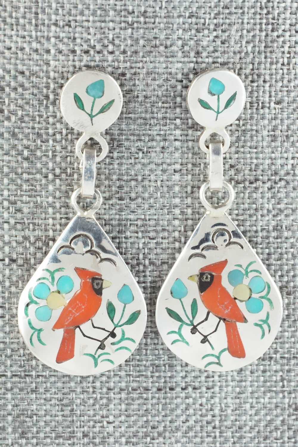 Multi Stone Inlay and Sterling Silver Earrings - Sammy Guardian