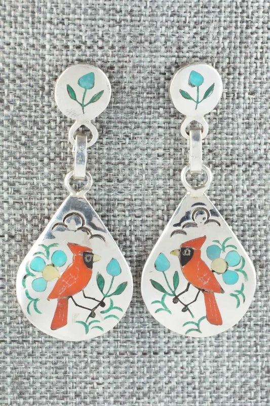 Multi Stone Inlay and Sterling Silver Earrings - Sammy Guardian