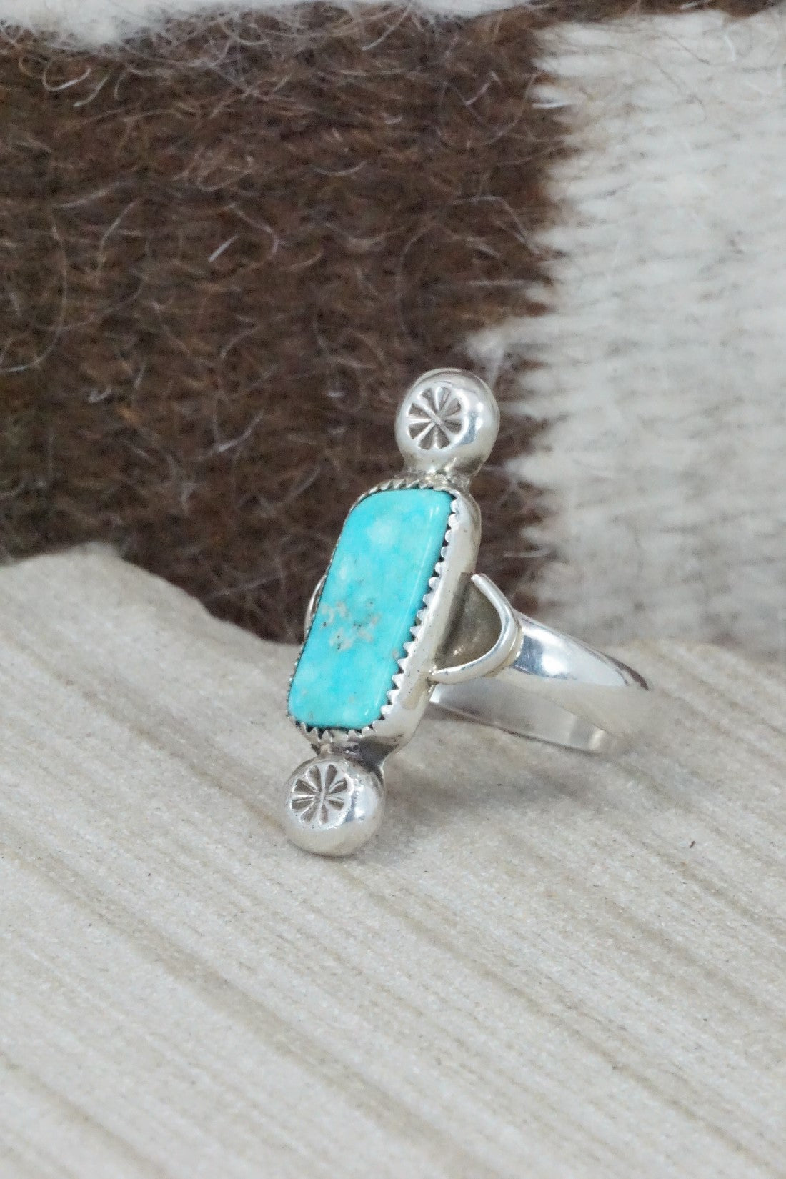 Turquoise & Sterling Silver Ring - Priscilla Reeder - Size 8.25