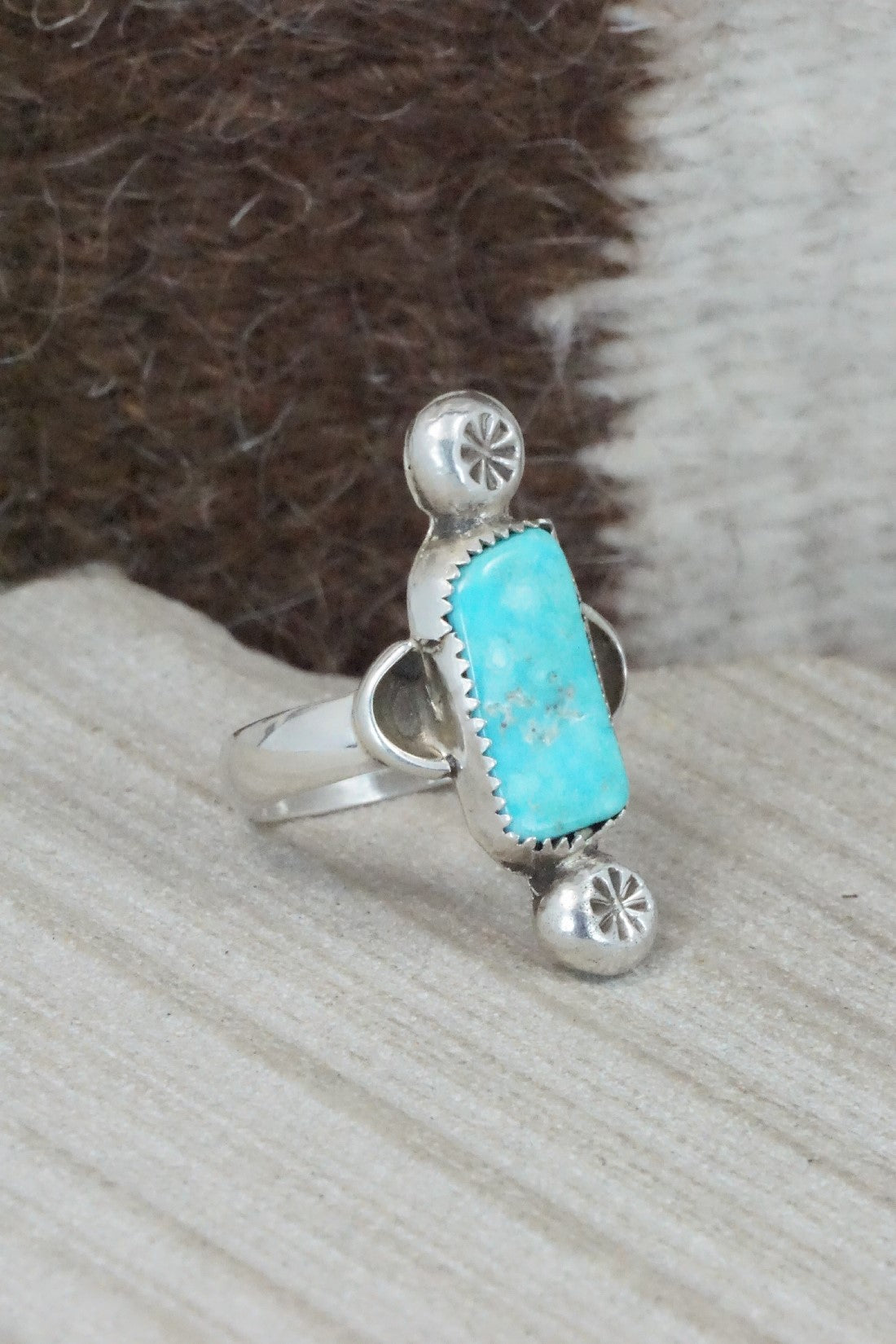 Turquoise & Sterling Silver Ring - Priscilla Reeder - Size 8.25