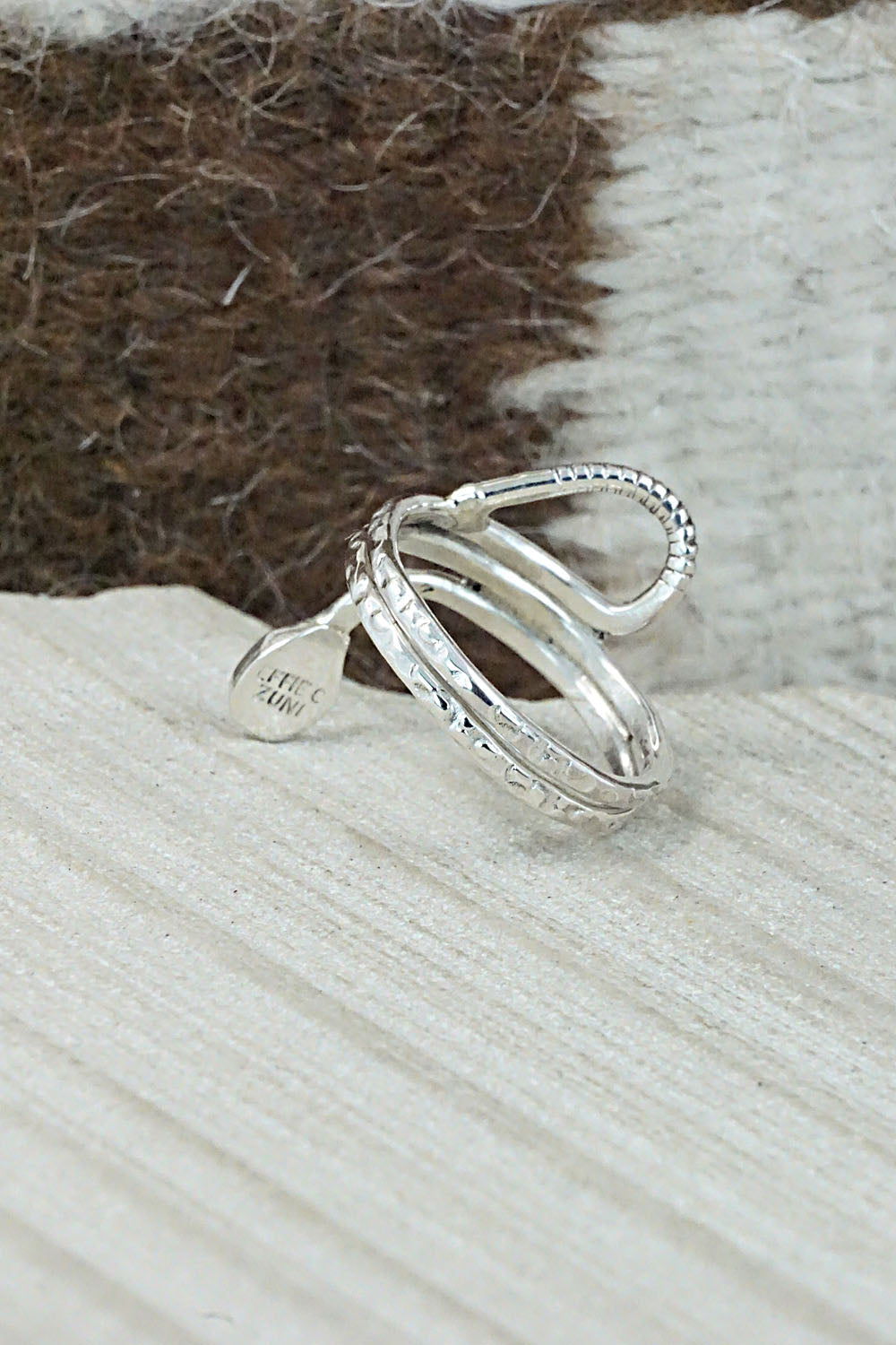 Coral & Sterling Silver Ring - Joy Calavaza - Size 8