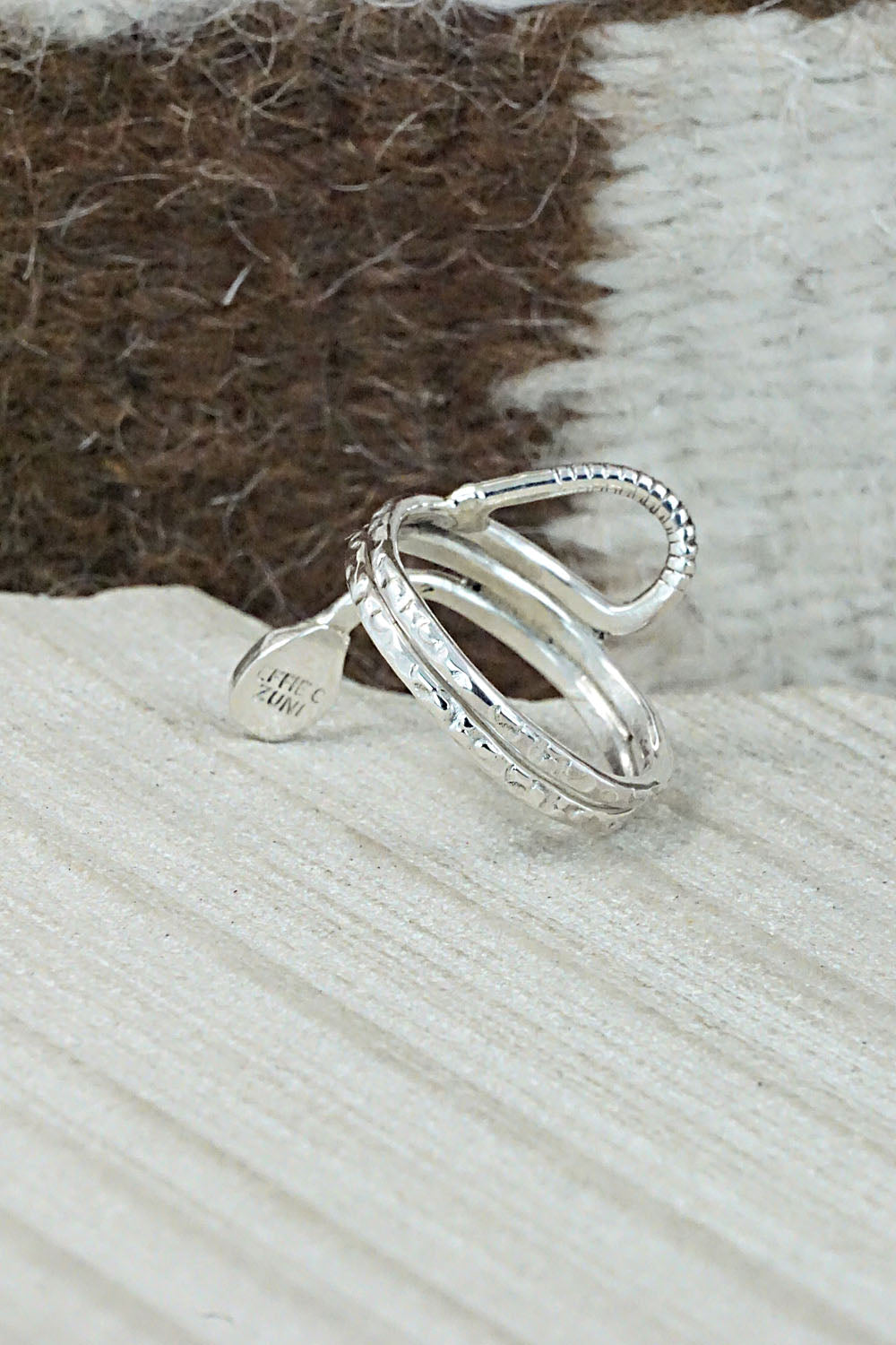 Coral & Sterling Silver Ring - Joy Calavaza - Size 10.5