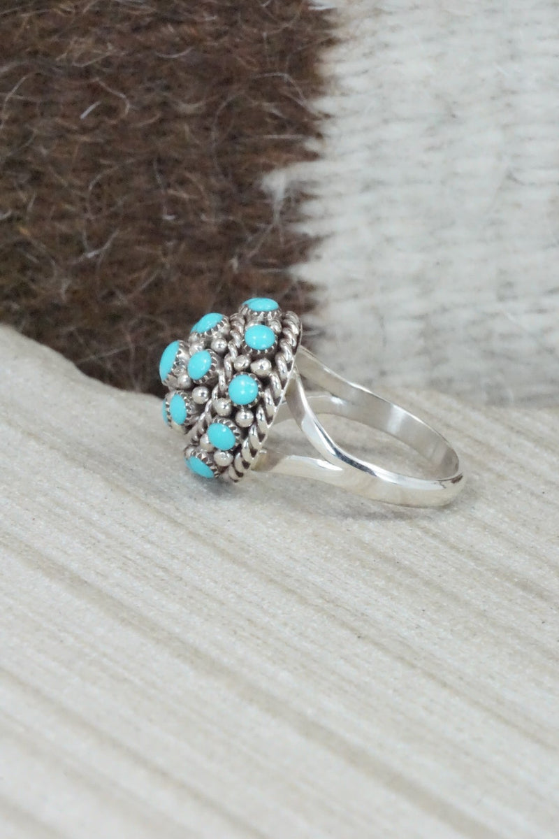 Turquoise & Sterling Silver Ring - Dickie Charlie - Size 7.5
