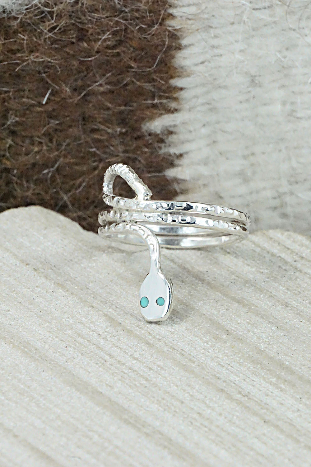Turquoise & Sterling Silver Ring - Joy Calavaza - Size 9.5