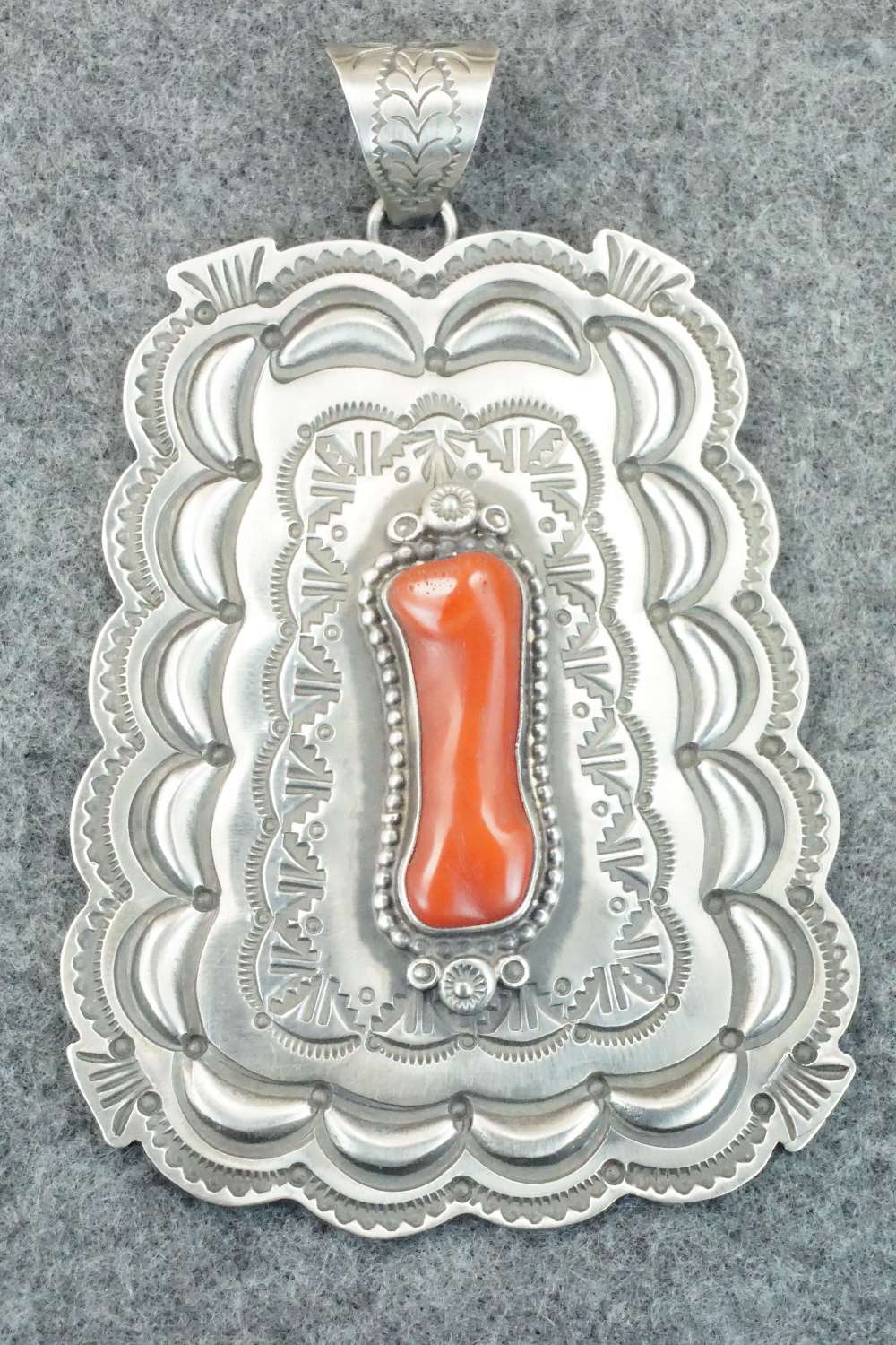 Coral & Sterling Silver Pendant - Wallace Jr.
