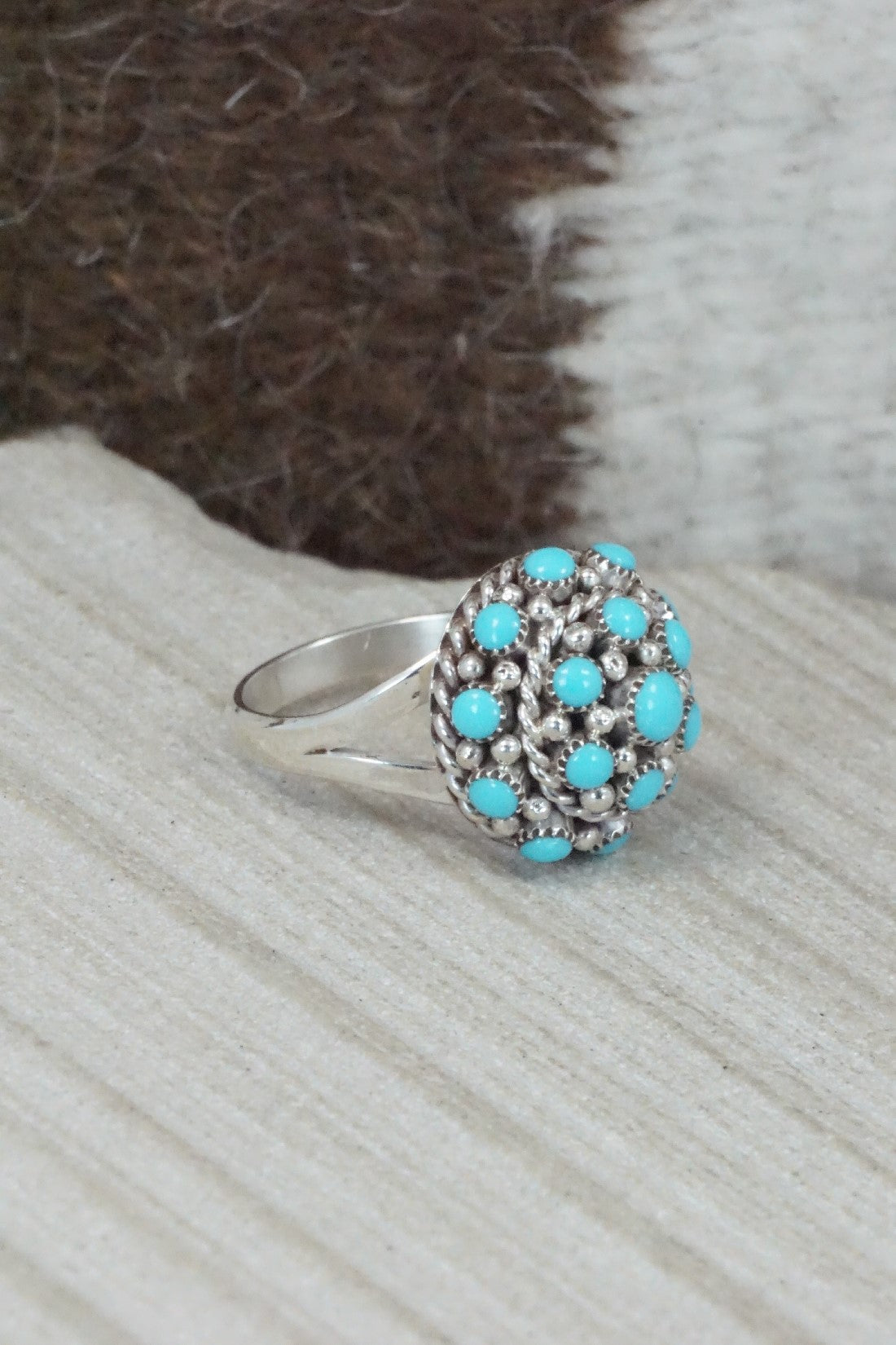 Turquoise & Sterling Silver Ring - Dickie Charlie - Size 6.5