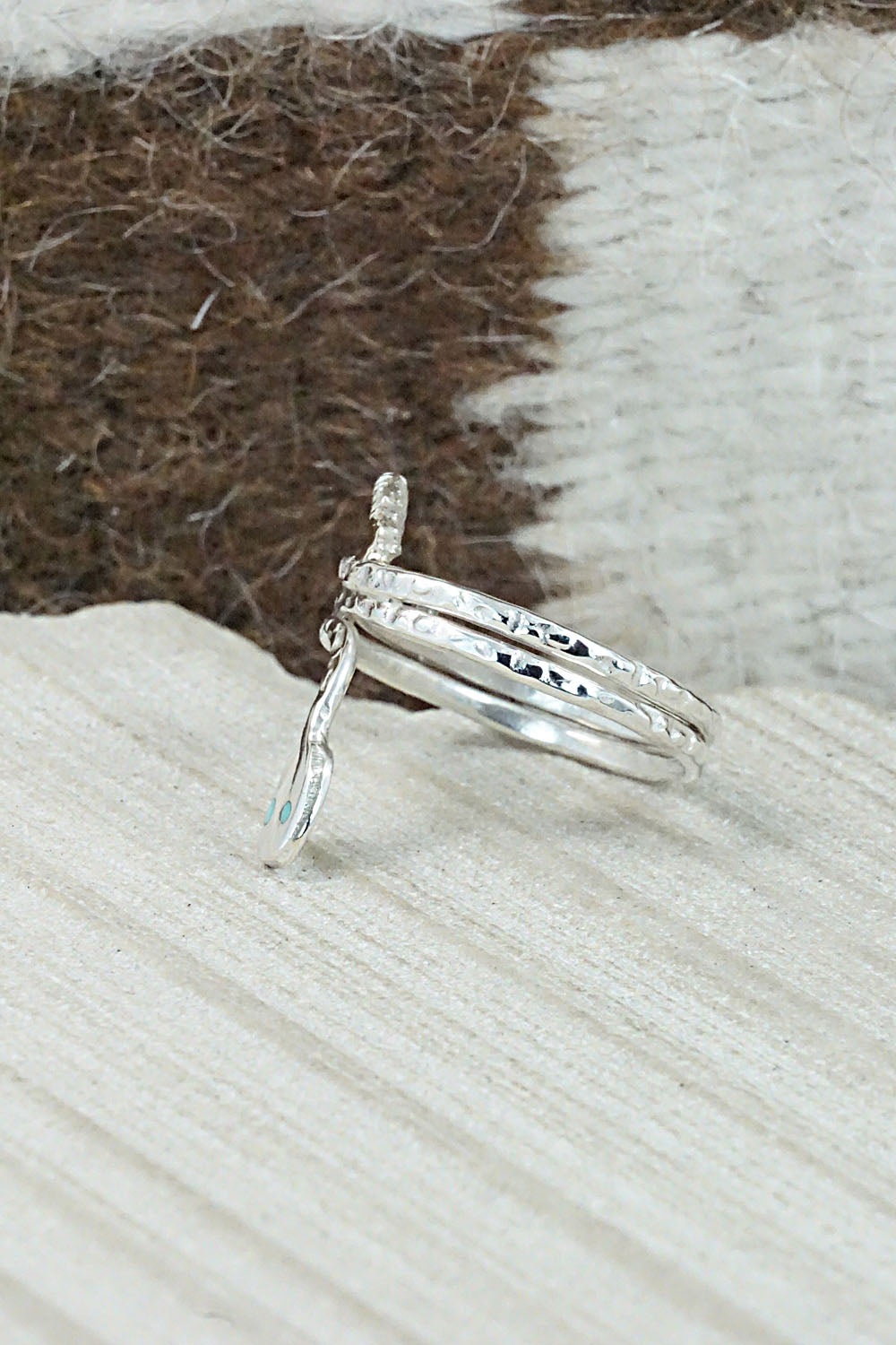 Turquoise & Sterling Silver Ring - Joy Calavaza - Size 8.5