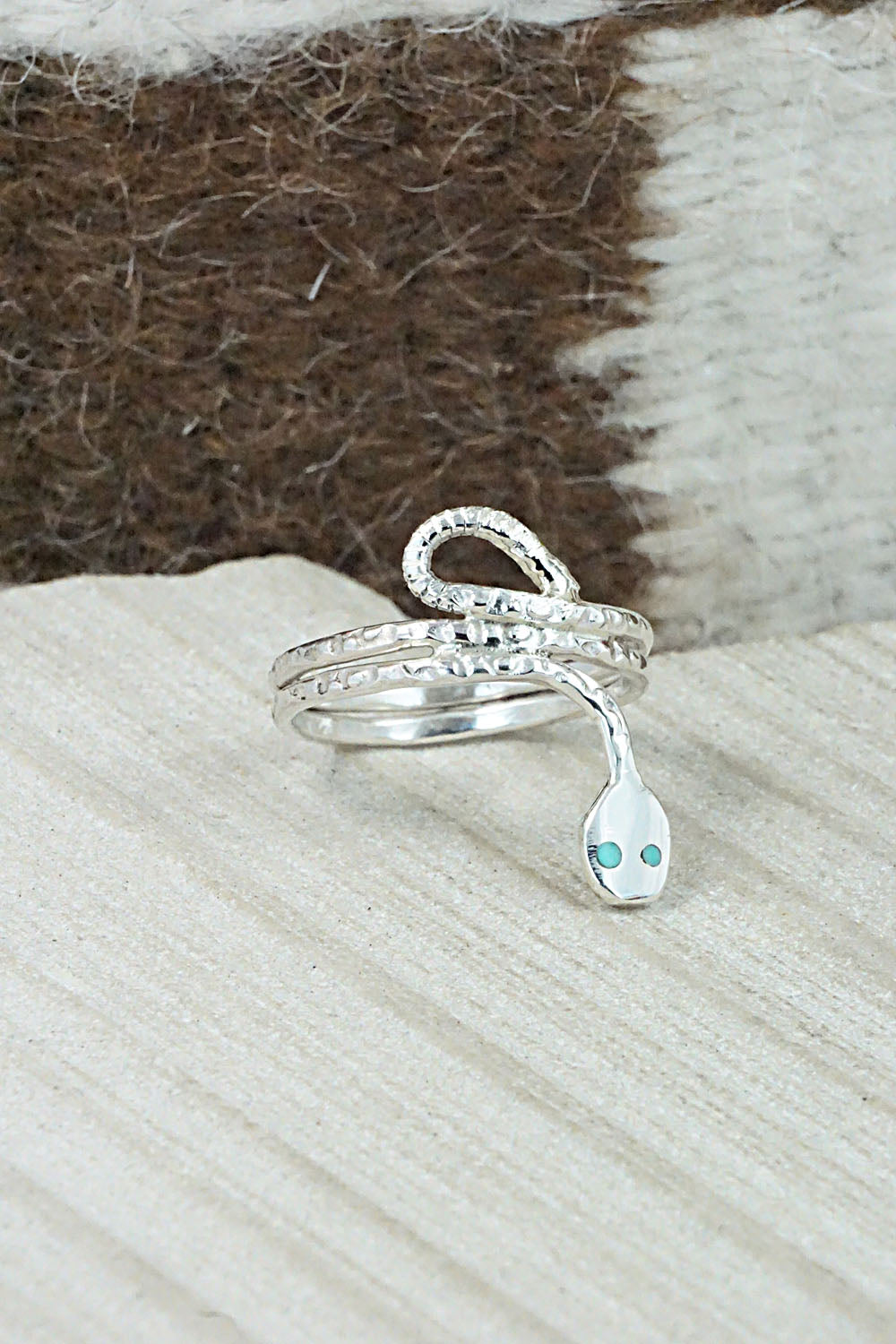 Turquoise & Sterling Silver Ring - Joy Calavaza - Size 9.5
