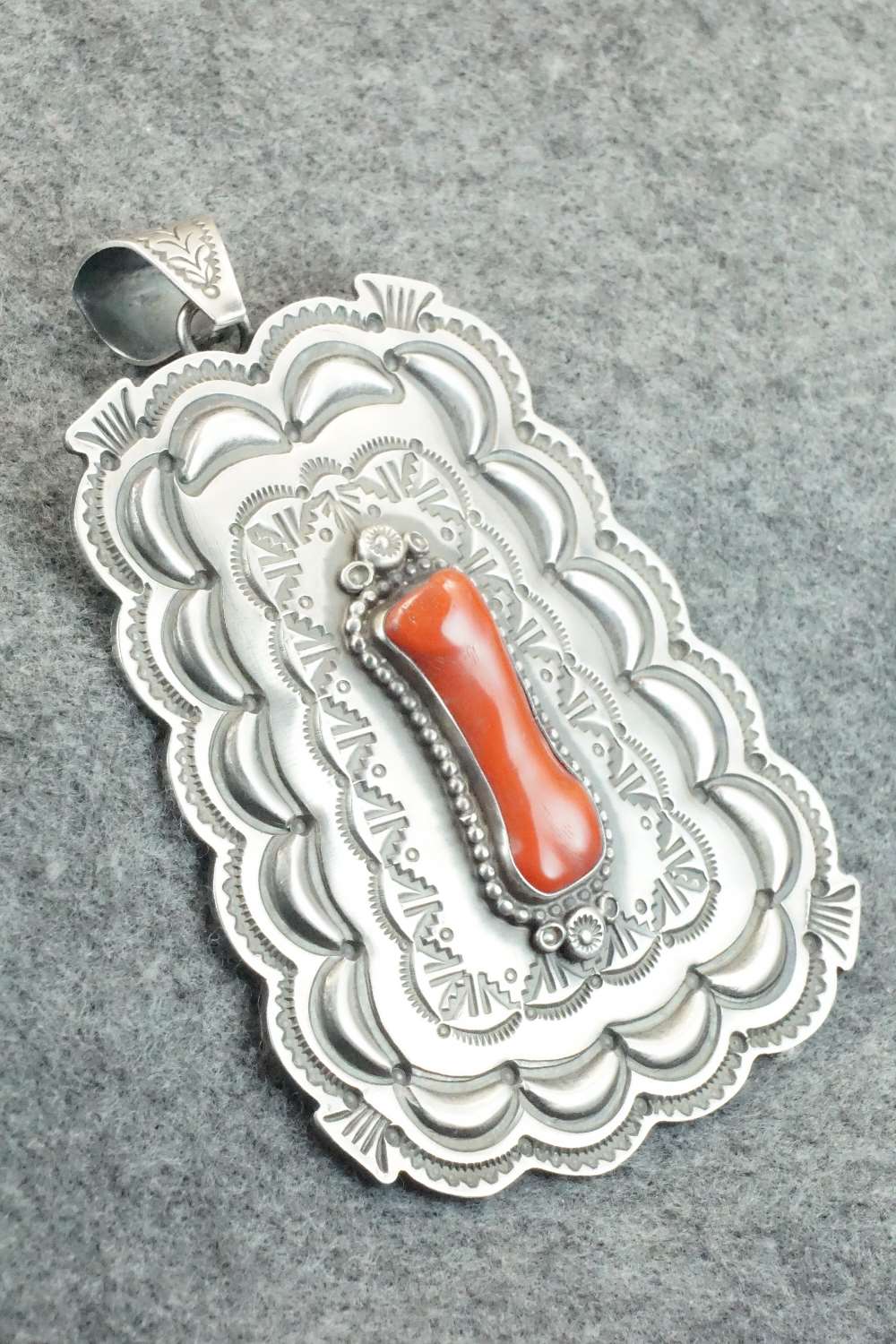 Coral & Sterling Silver Pendant - Wallace Jr.