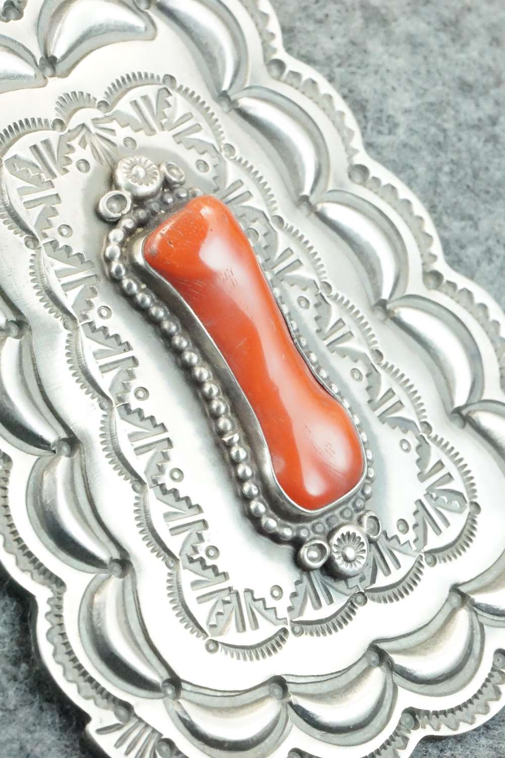 Coral & Sterling Silver Pendant - Wallace Jr.