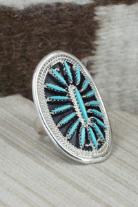 Turquoise & Sterling Silver Ring - Jack Etsate - Size 8.5