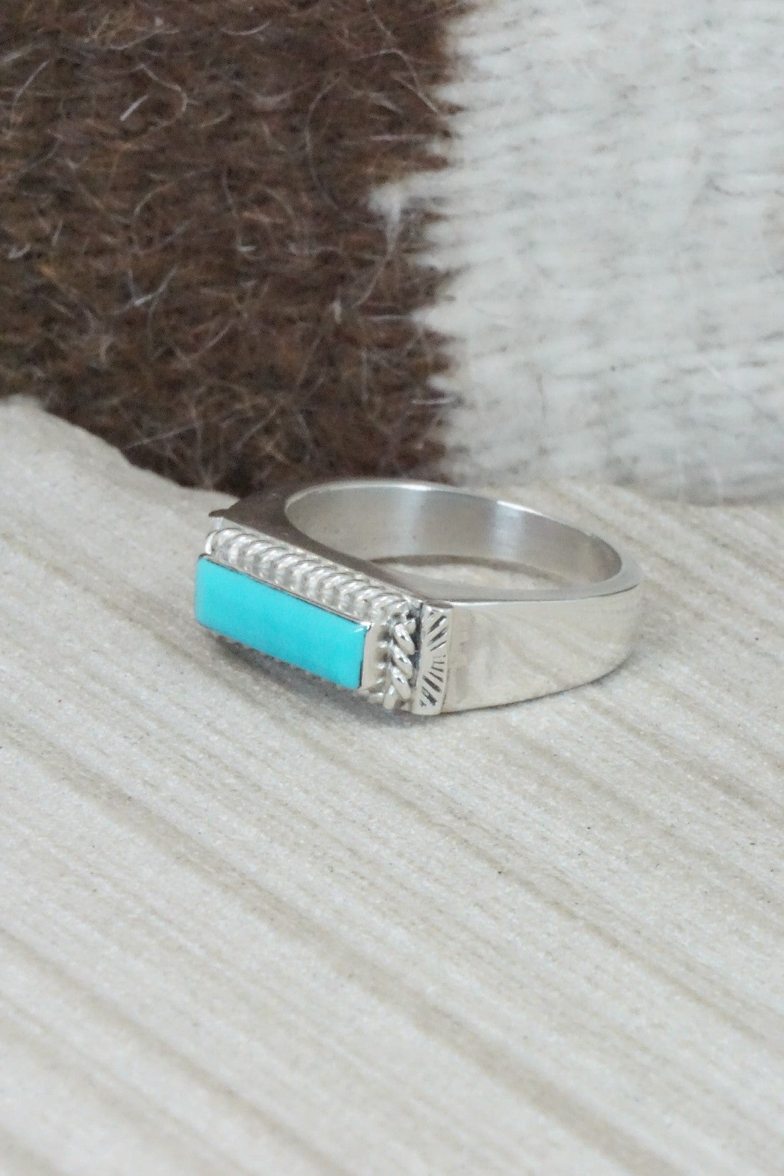 Turquoise & Sterling Silver Ring - Arlen Quetawki - Size 11
