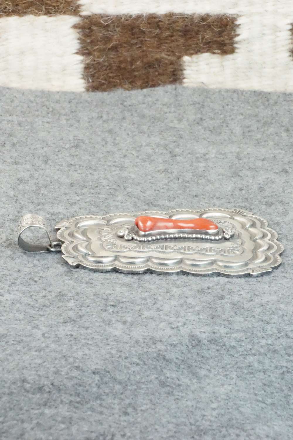 Coral & Sterling Silver Pendant - Wallace Jr.