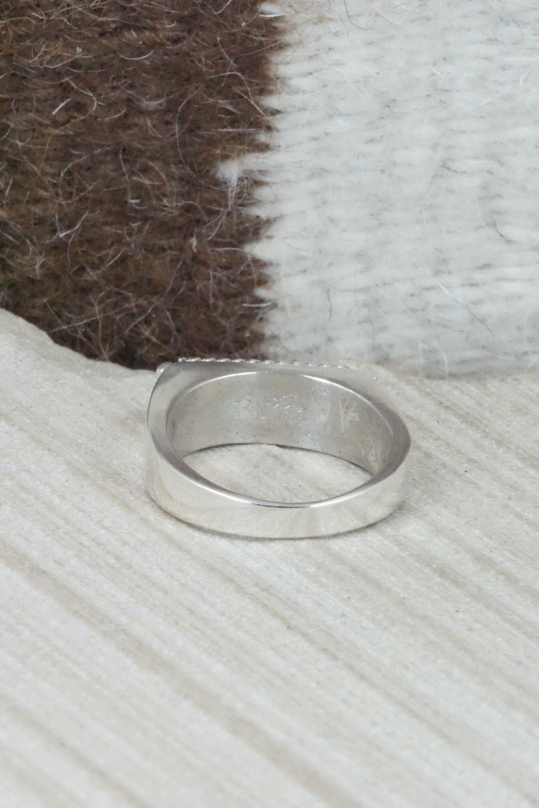 Turquoise & Sterling Silver Ring - Arlen Quetawki - Size 11