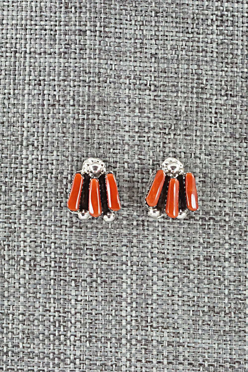 Coral & Sterling Silver Necklace and Earrings Set - Carlene Hattie