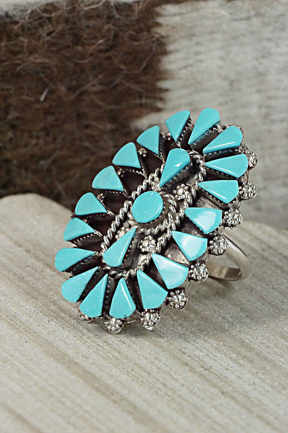 Turquoise & Sterling Silver Ring - Merlinda Chavez - Size 8.5