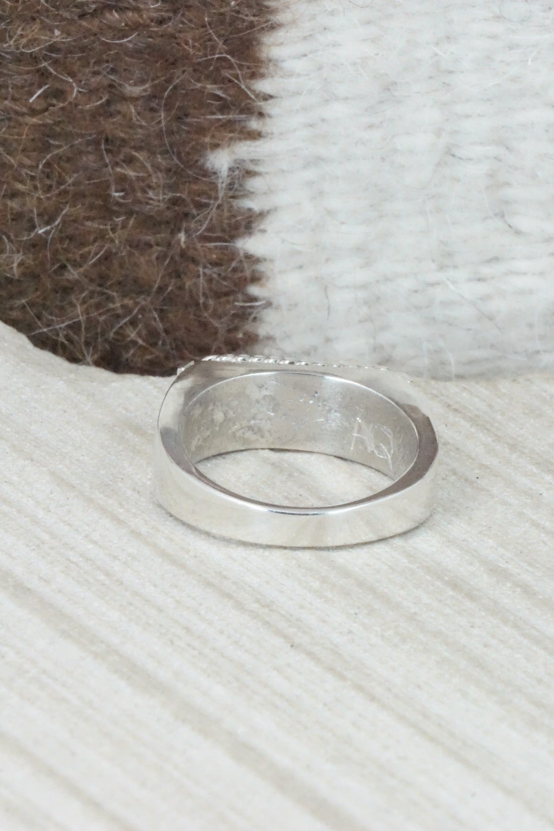 Turquoise & Sterling Silver Ring - Arlen Quetawki - Size 10.5