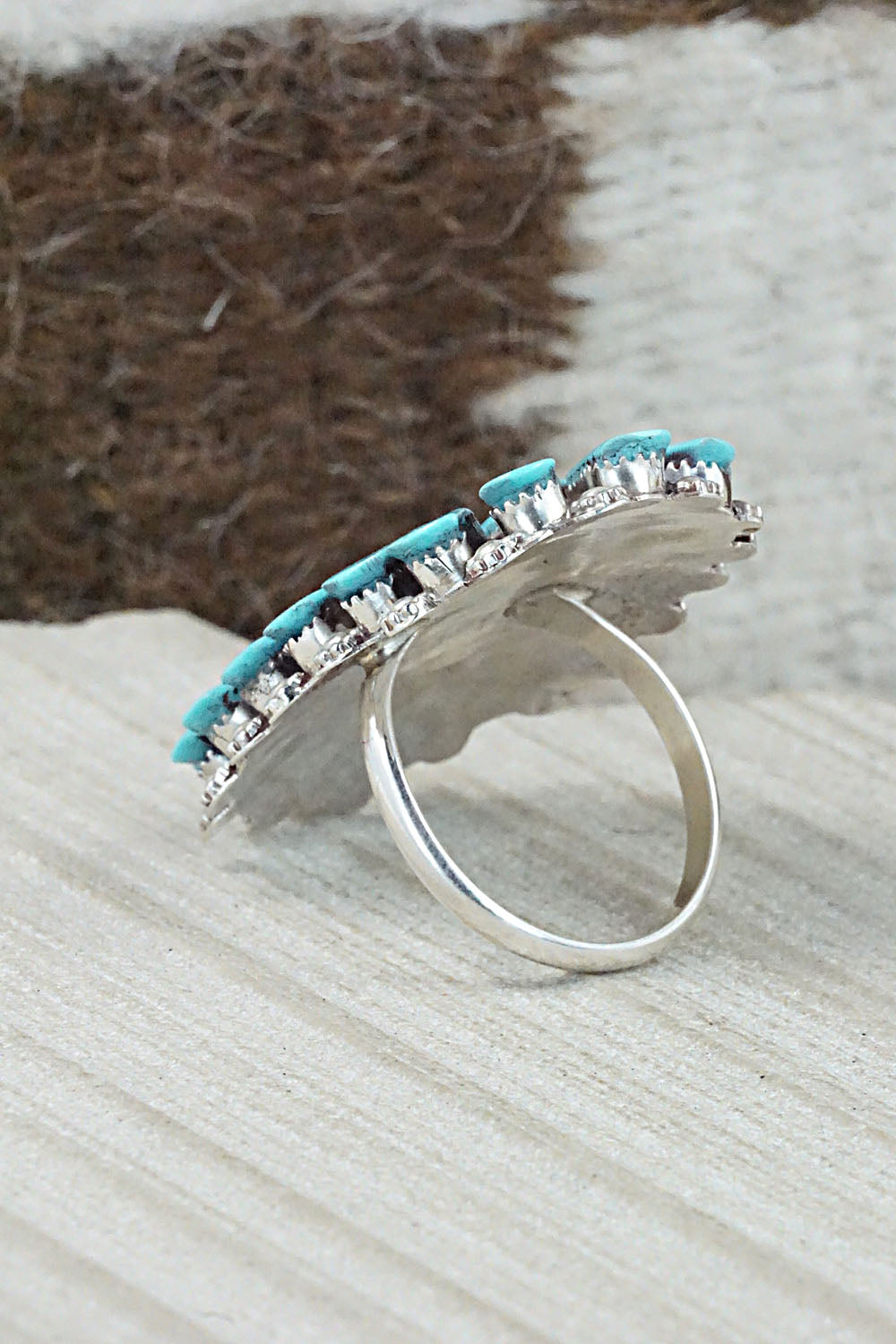 Turquoise & Sterling Silver Ring - Merlinda Chavez - Size 8.5