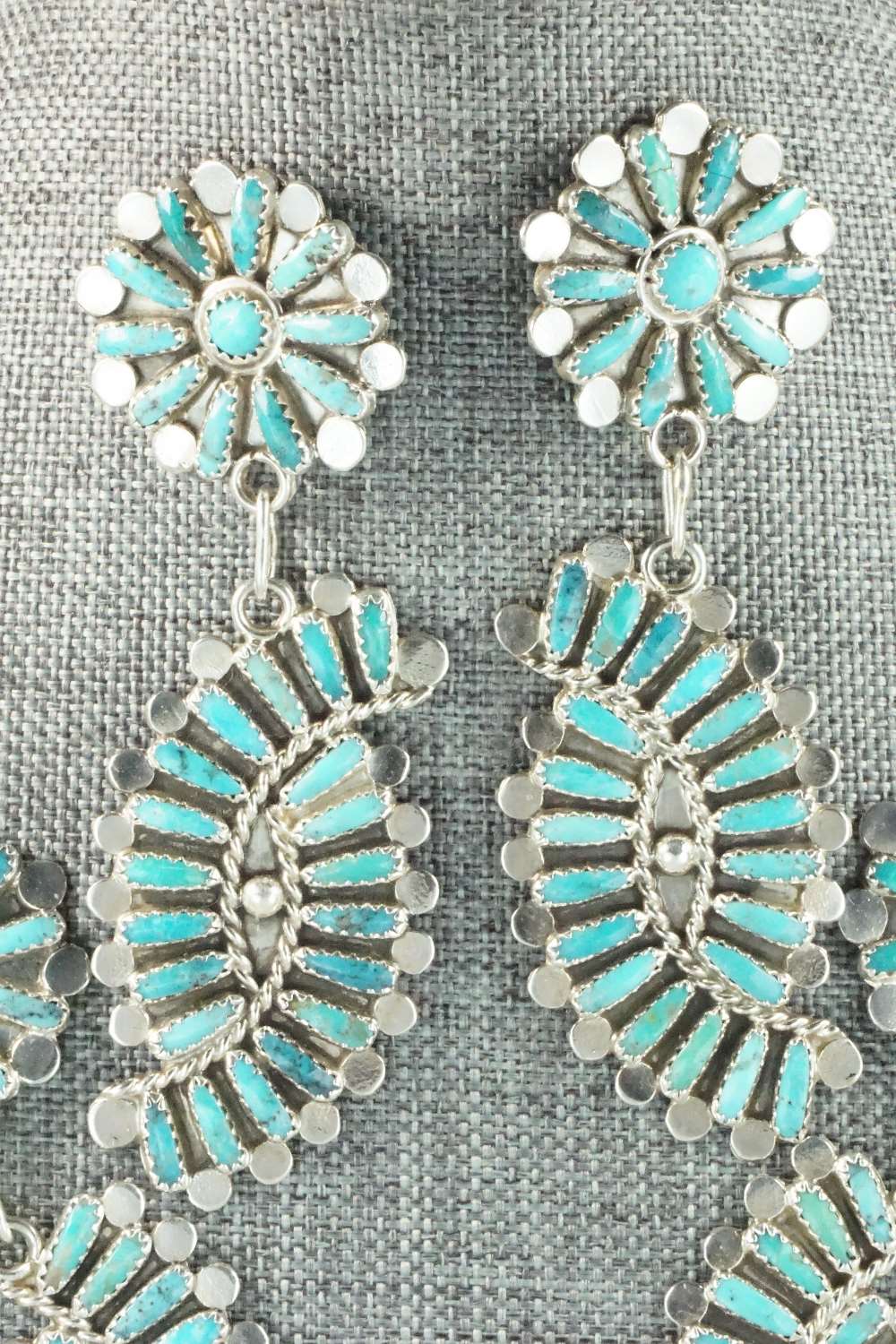 Turquoise & Sterling Silver Necklace and Earrings - Lavell Byjoe