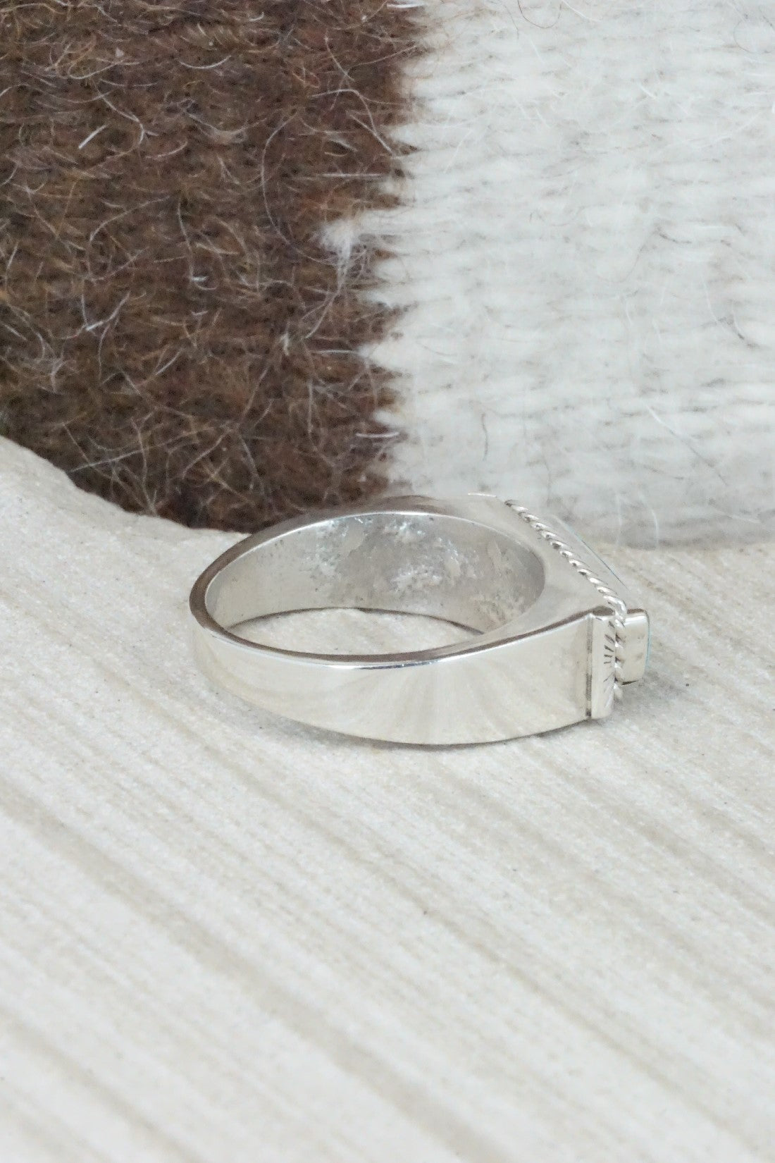 Turquoise & Sterling Silver Ring - Arlen Quetawki - Size 10.5