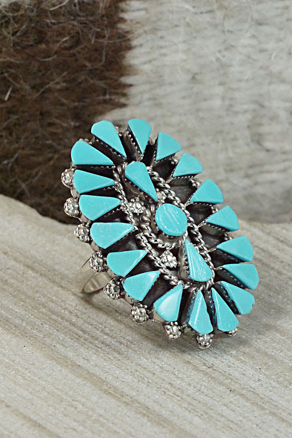 Turquoise & Sterling Silver Ring - Merlinda Chavez - Size 8.5