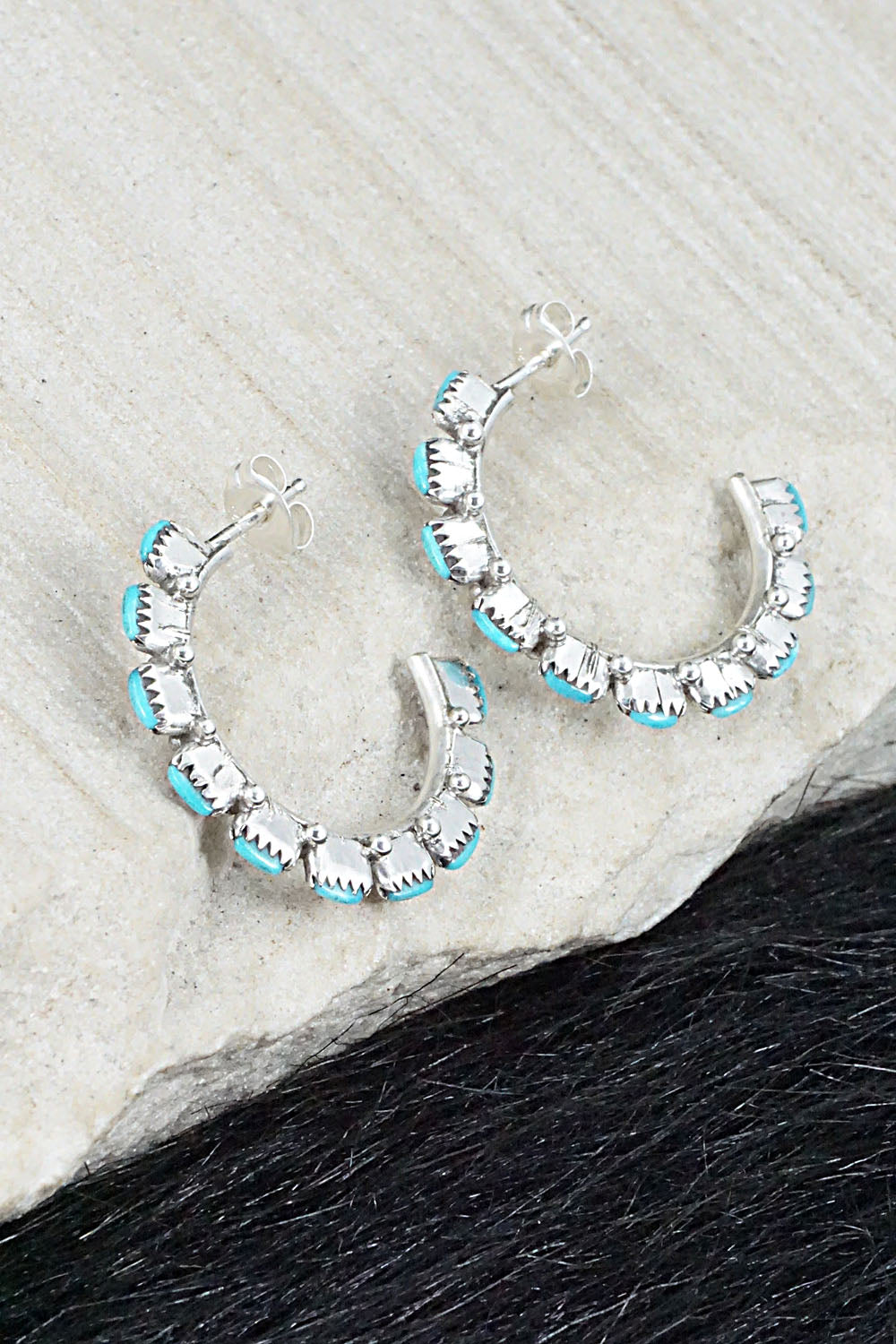 Turquoise & Sterling Silver Earrings - Leland Tucson