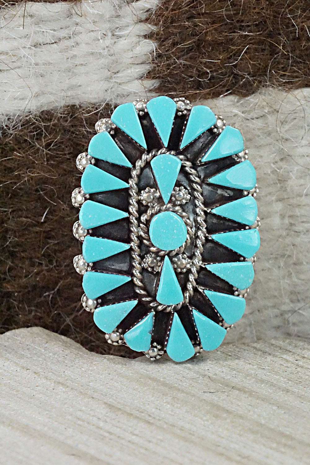 Turquoise & Sterling Silver Ring - Merlinda Chavez - Size 7.5