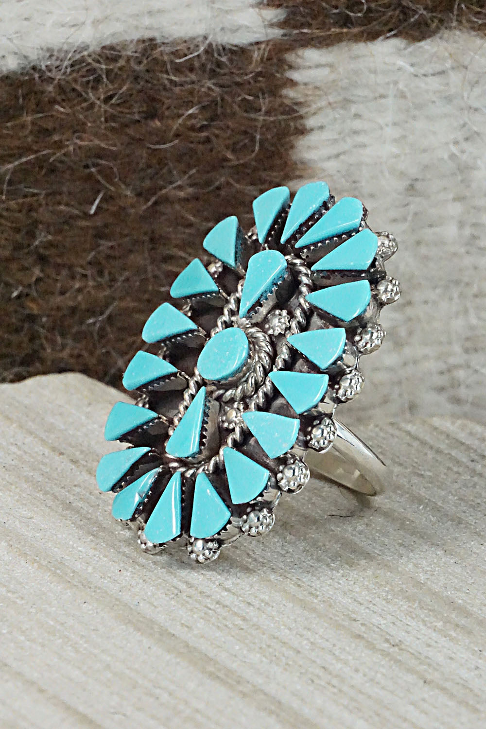 Turquoise & Sterling Silver Ring - Merlinda Chavez - Size 7.5