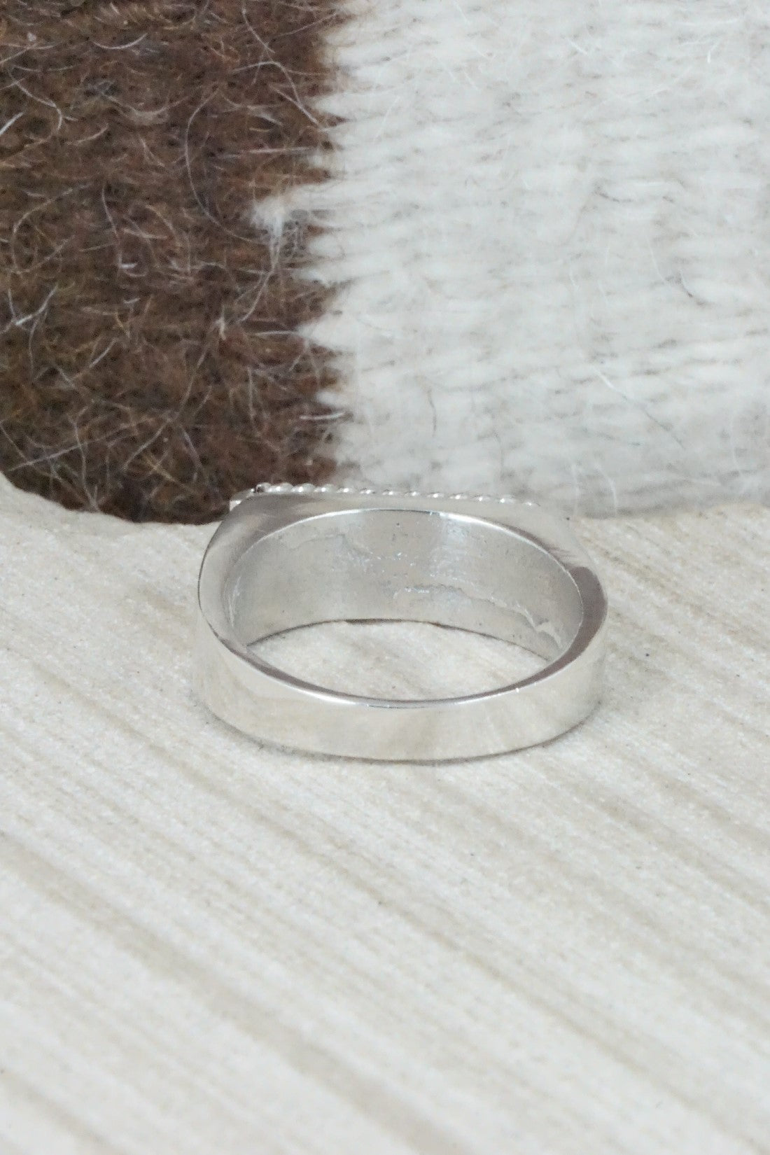Turquoise & Sterling Silver Ring - Arlen Quetawki - Size 12