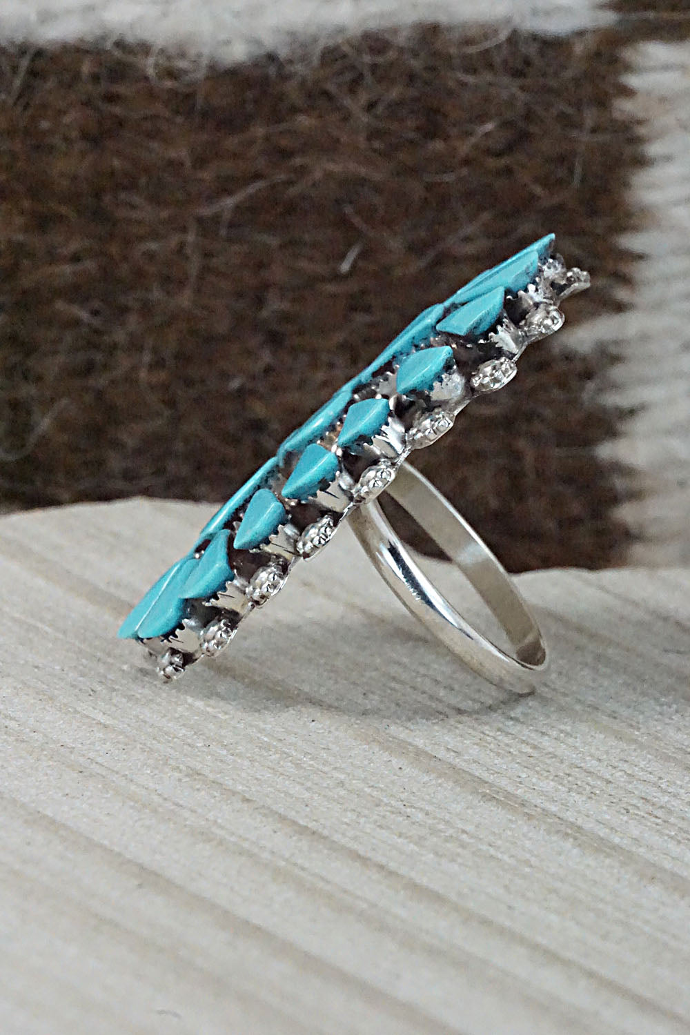 Turquoise & Sterling Silver Ring - Merlinda Chavez - Size 7.5